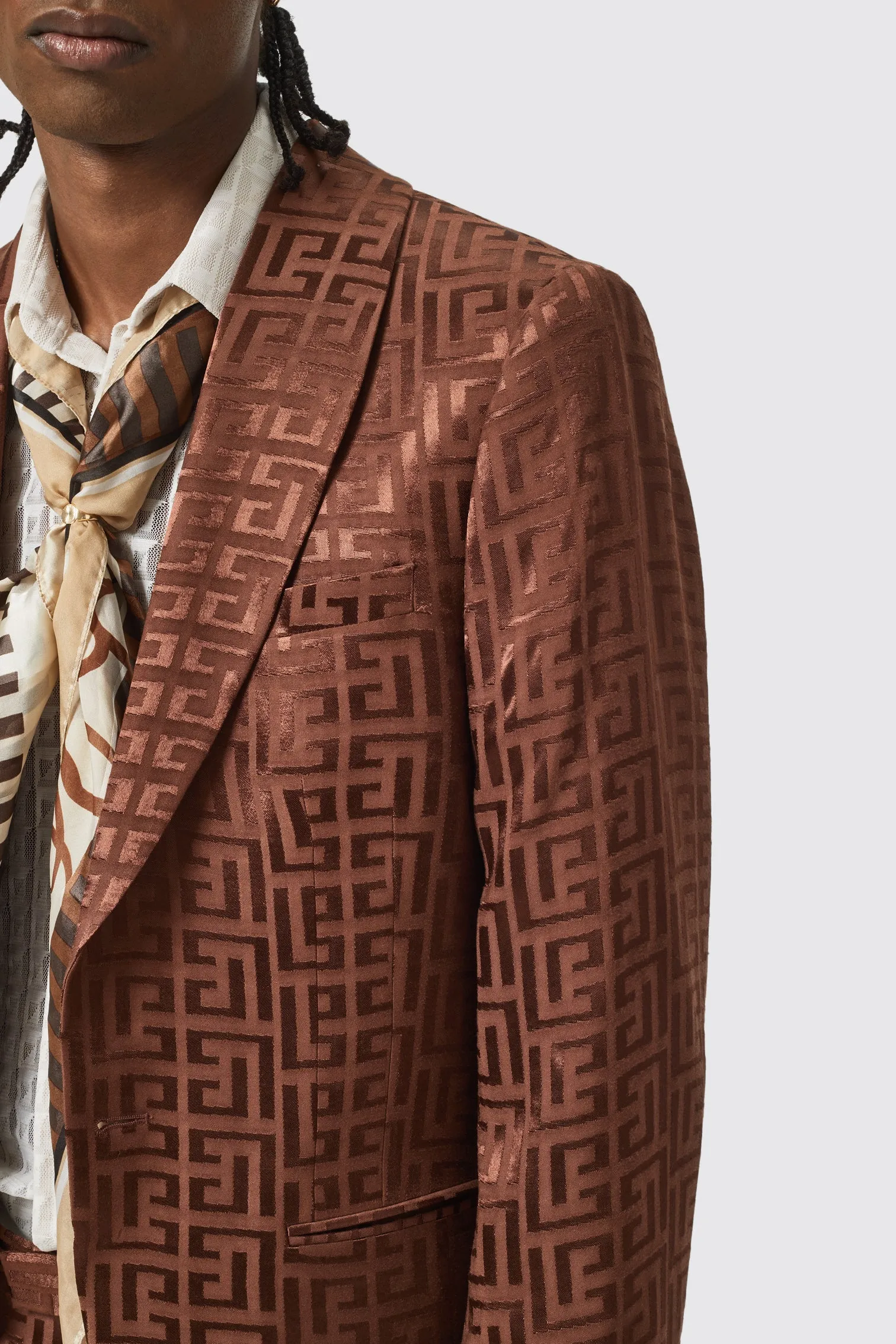 Hurston Slim Fit Brown Jacquard Jacket - ARCHIVE