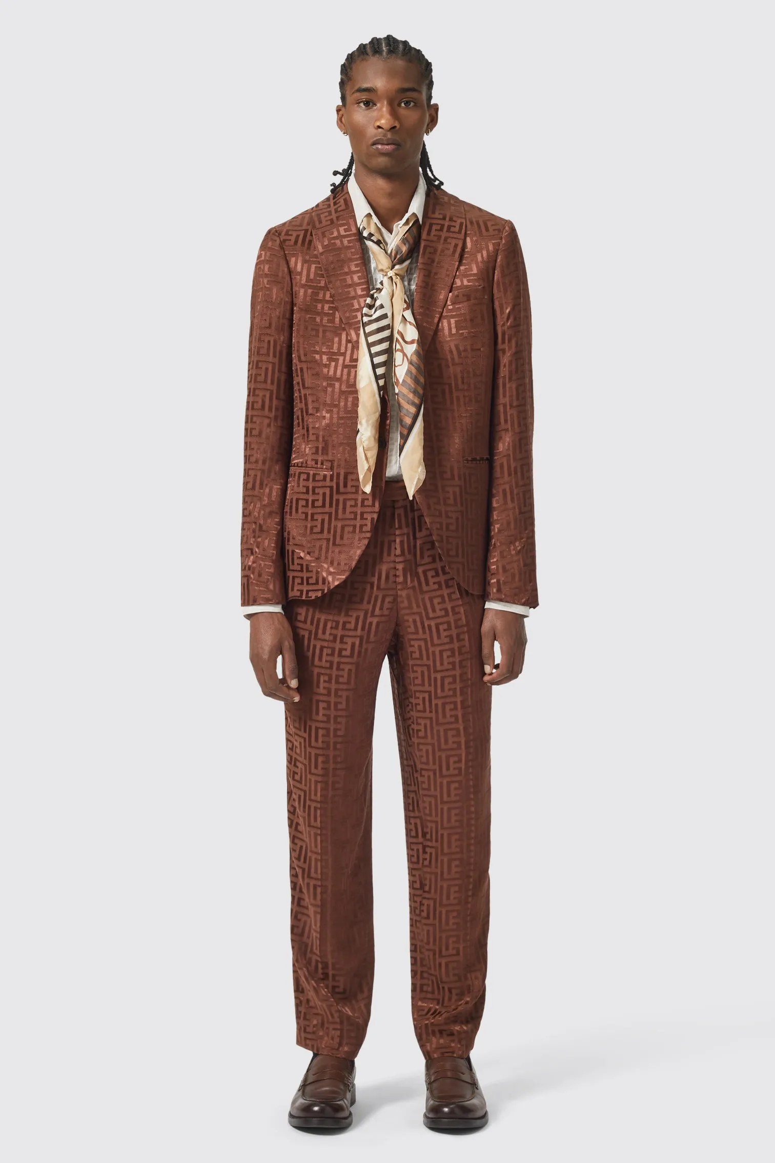 Hurston Slim Fit Brown Jacquard Jacket - ARCHIVE