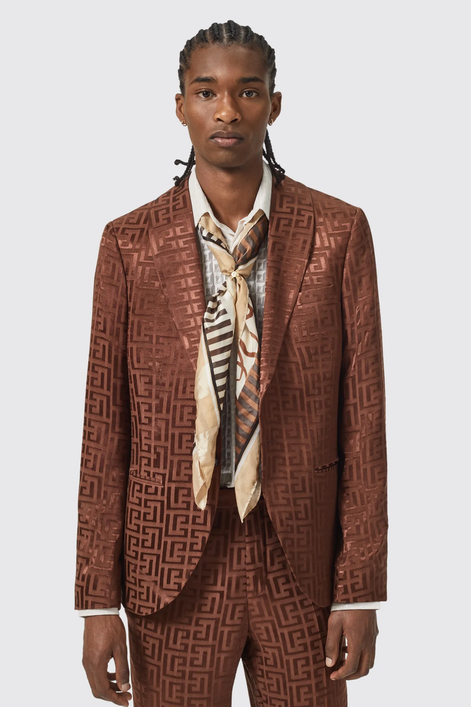 Hurston Slim Fit Brown Jacquard Jacket - ARCHIVE