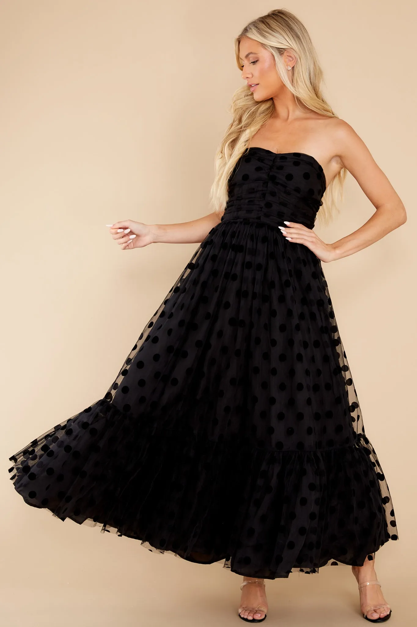 I Wanna Dance Black Polka Dot Maxi Dress