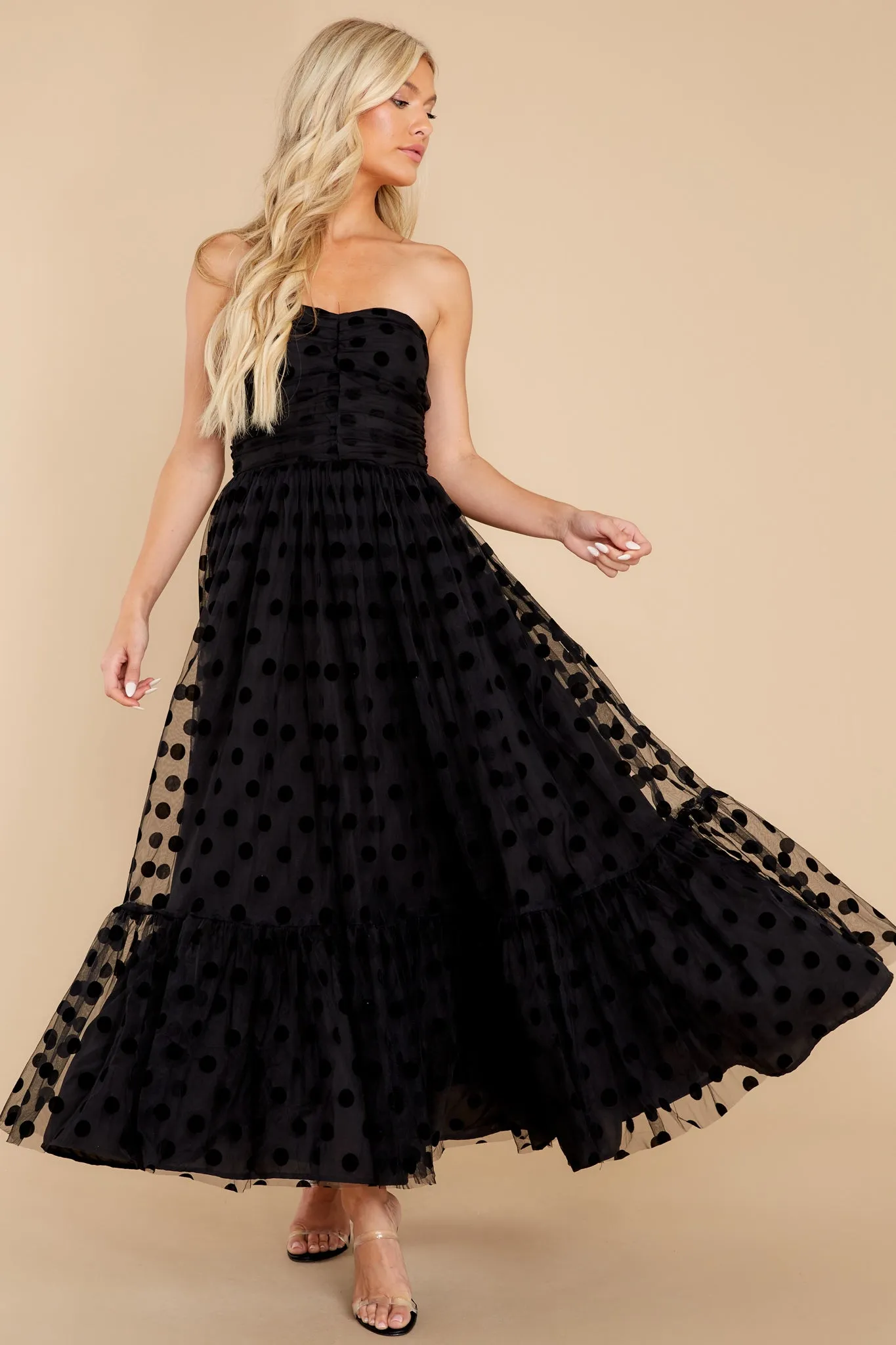 I Wanna Dance Black Polka Dot Maxi Dress