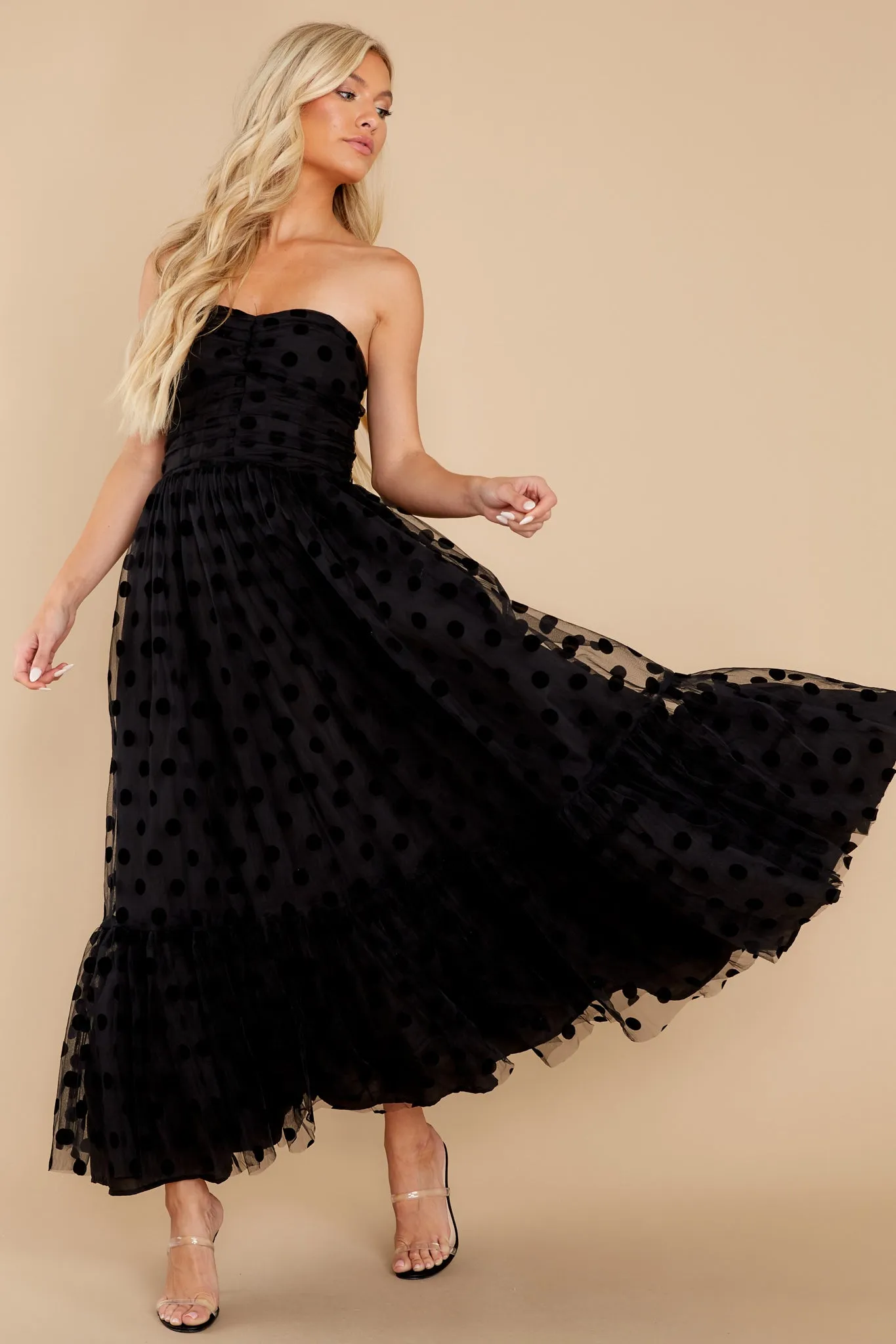 I Wanna Dance Black Polka Dot Maxi Dress