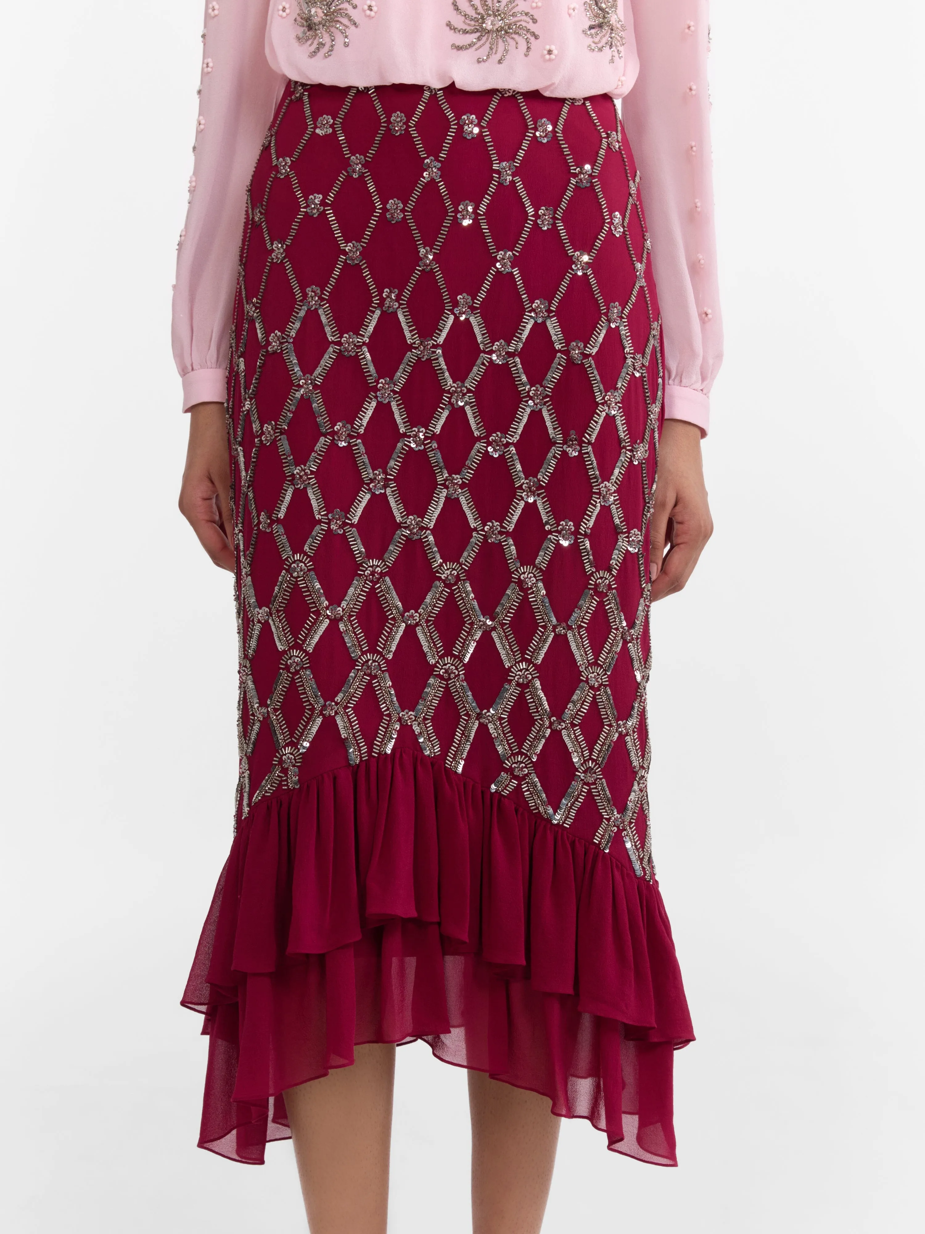 Isa Silk C Dress in Pale Peony Pinot