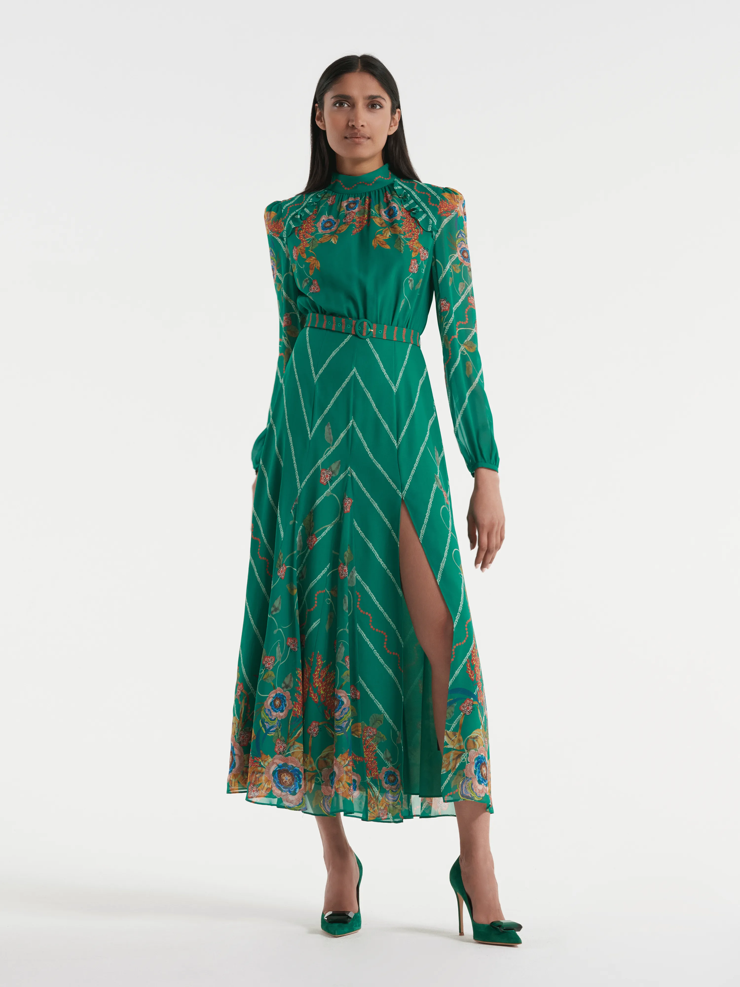 Jacqui B Dress in Emerald Barley