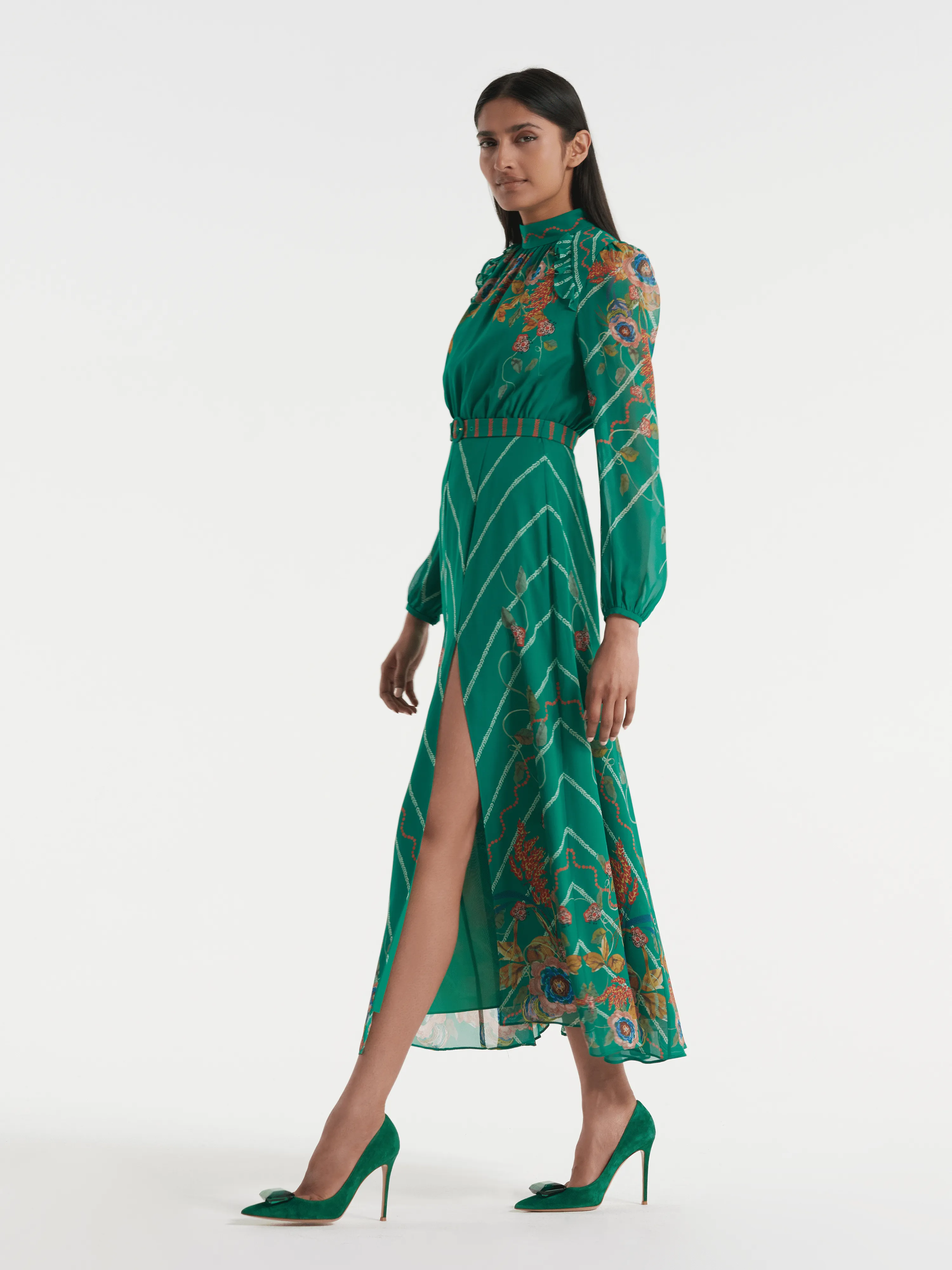 Jacqui B Dress in Emerald Barley