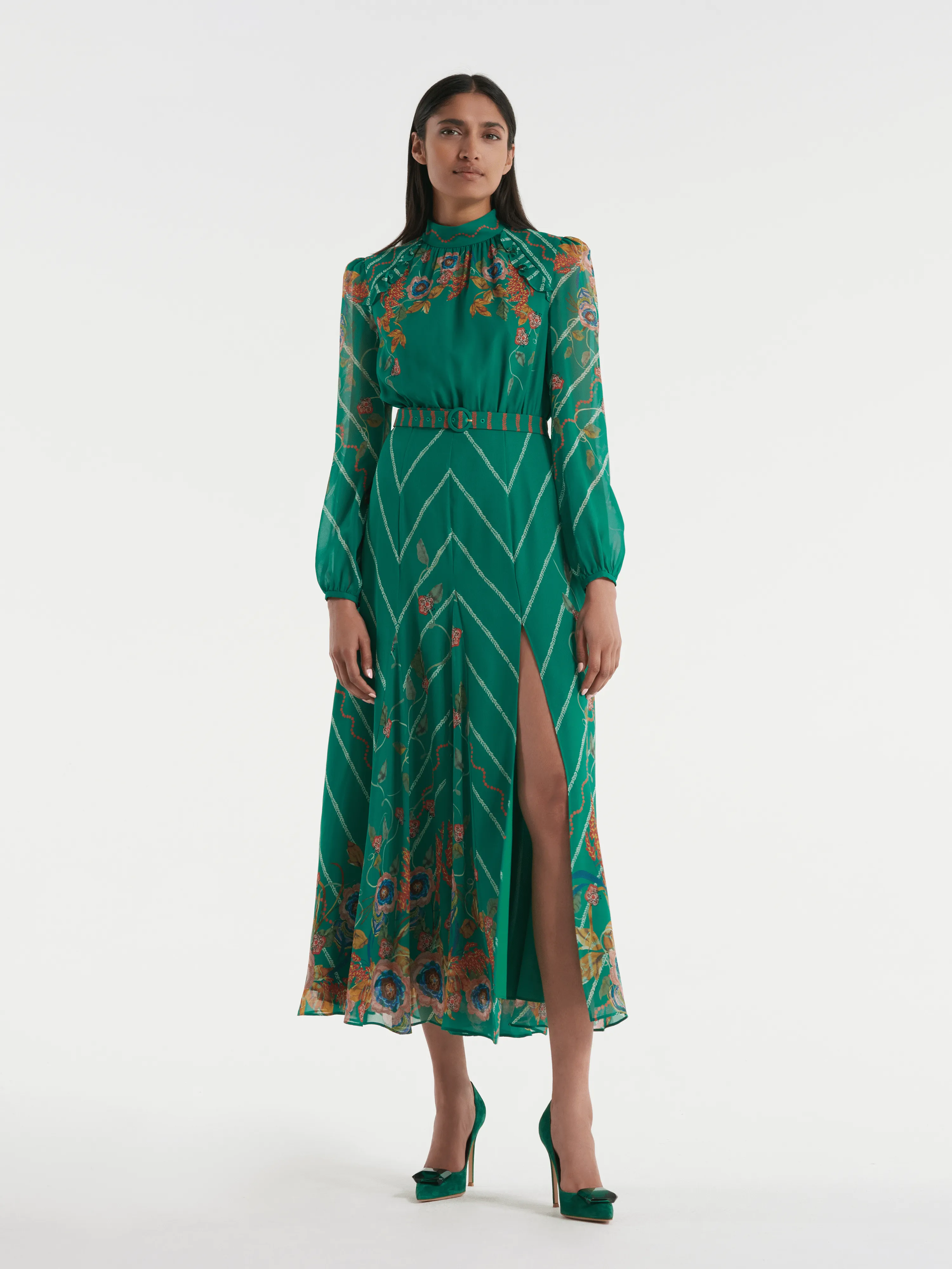 Jacqui B Dress in Emerald Barley