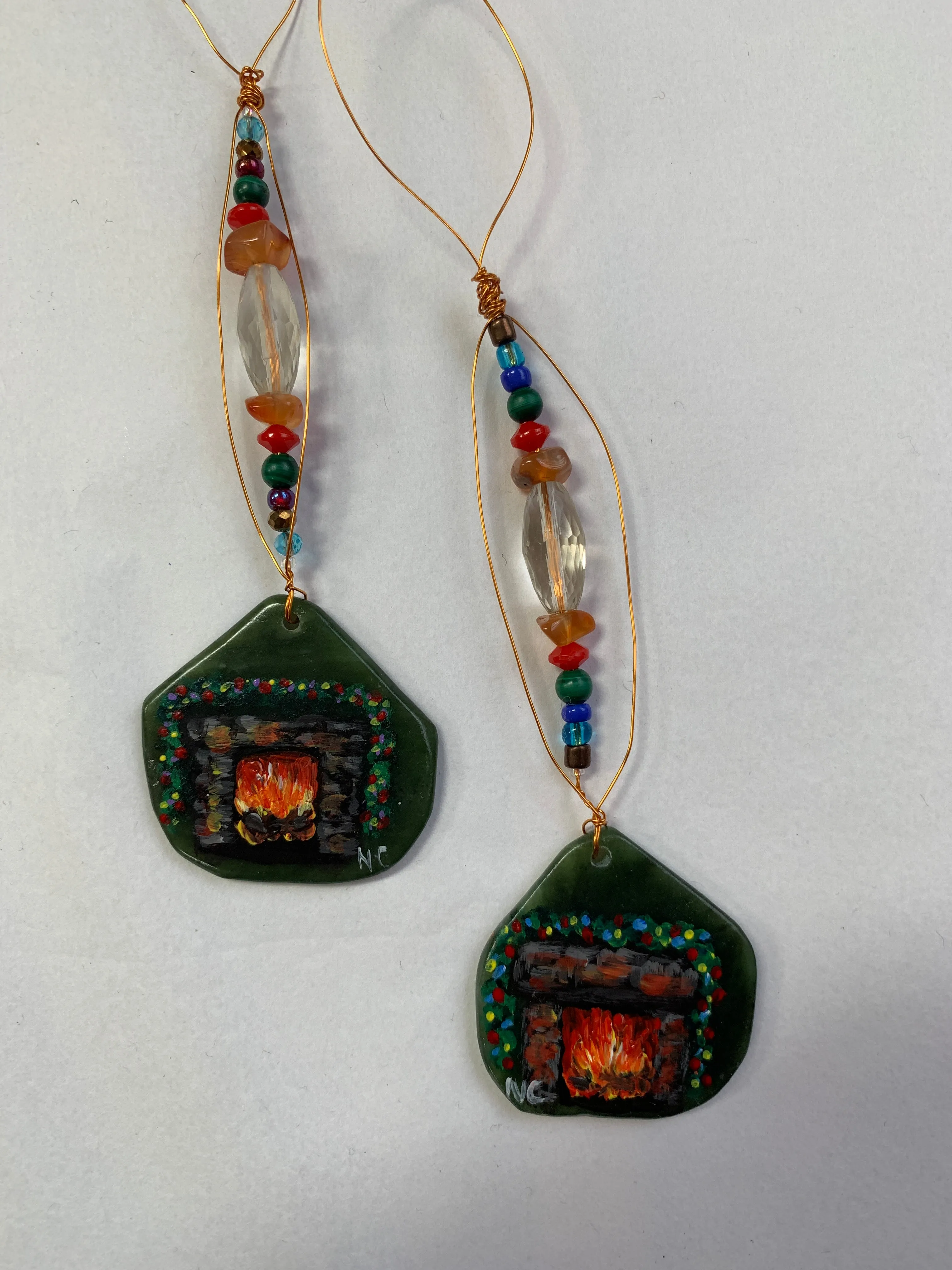 Jade City creations - Hand painted jade Christmas ornaments