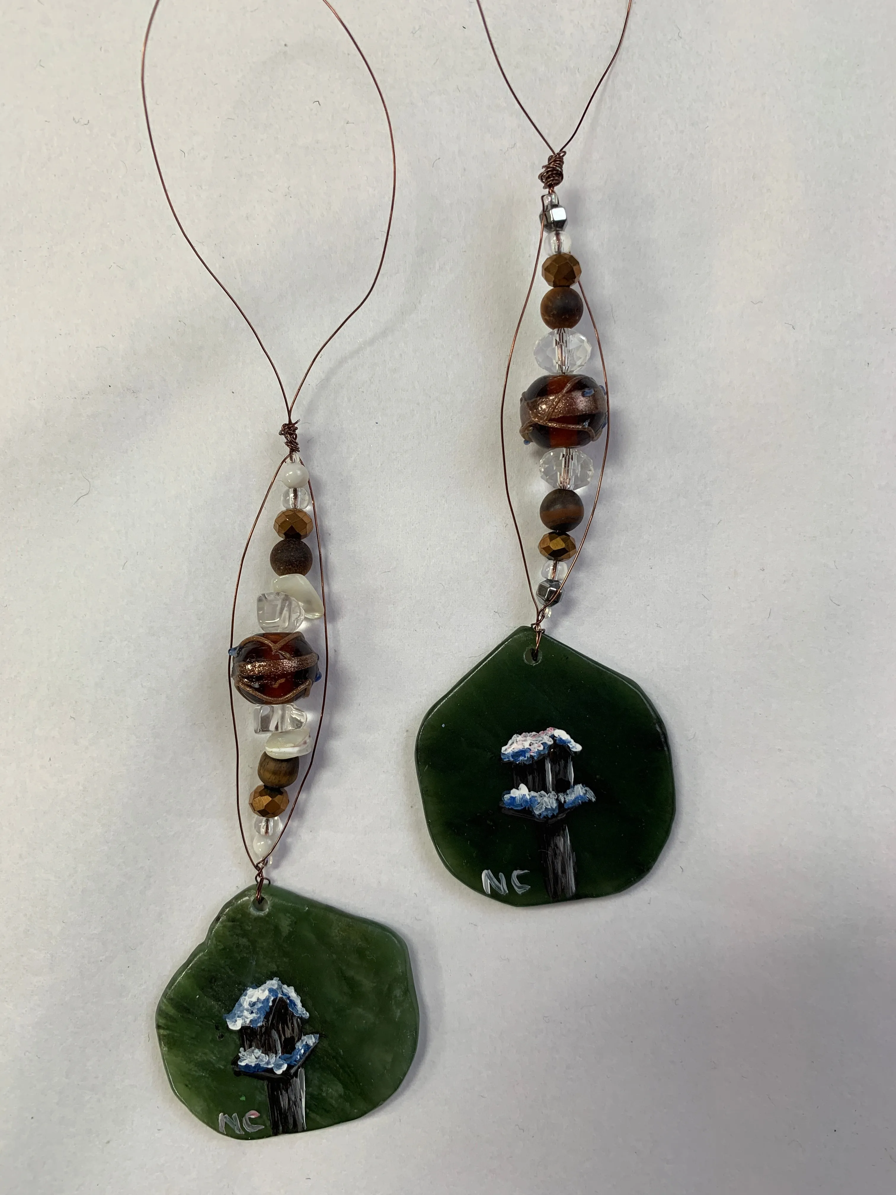 Jade City creations - Hand painted jade Christmas ornaments