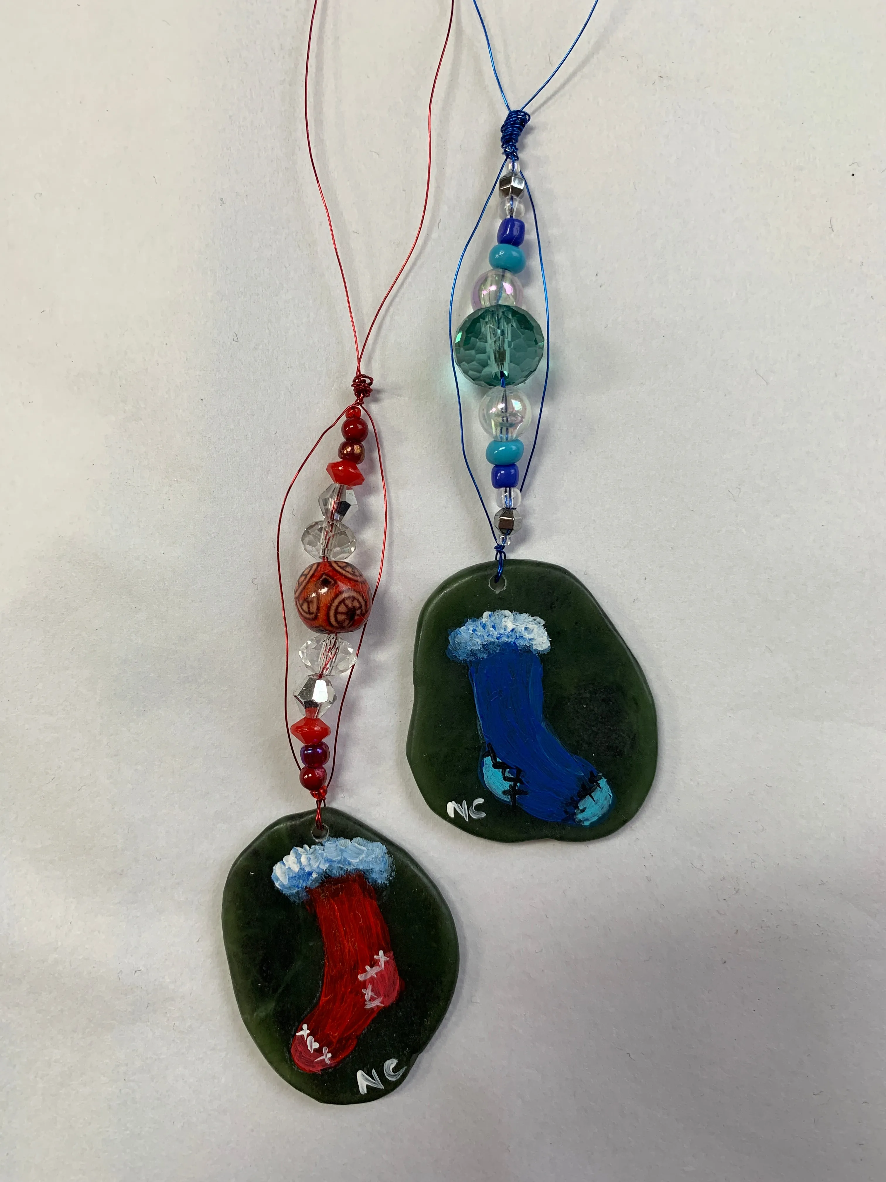 Jade City creations - Hand painted jade Christmas ornaments