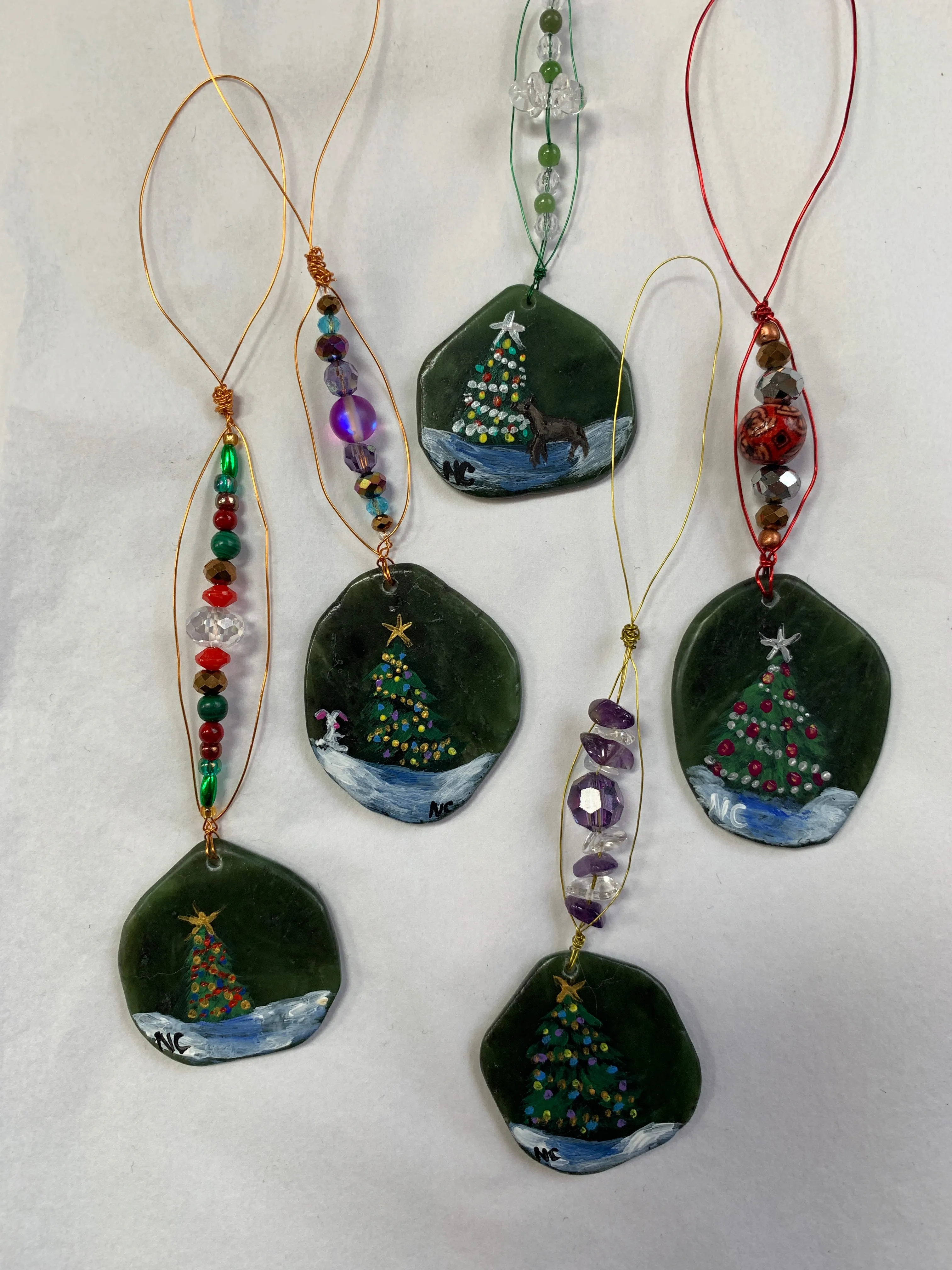 Jade City creations - Hand painted jade Christmas ornaments