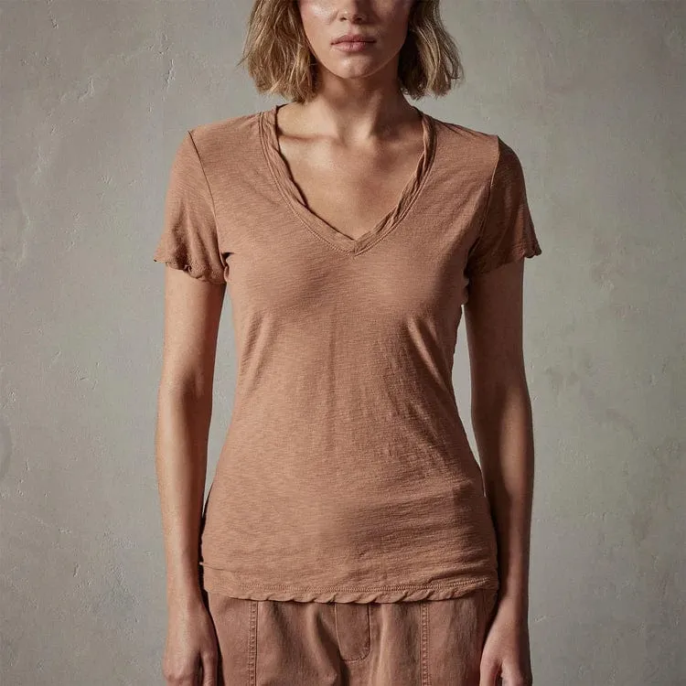 James Perse Sheer Slub V Neck Tee