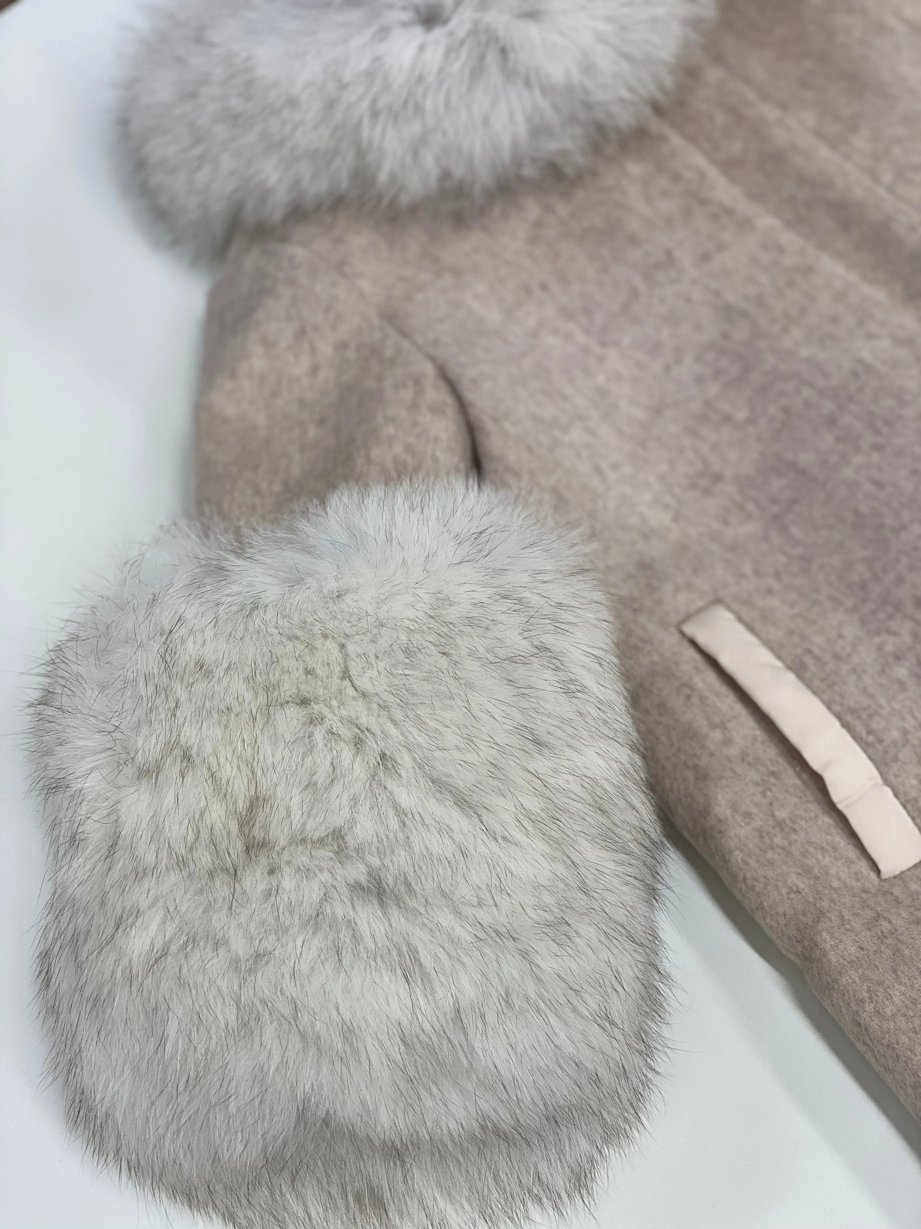 Karenina Grey Fur Wool Coat