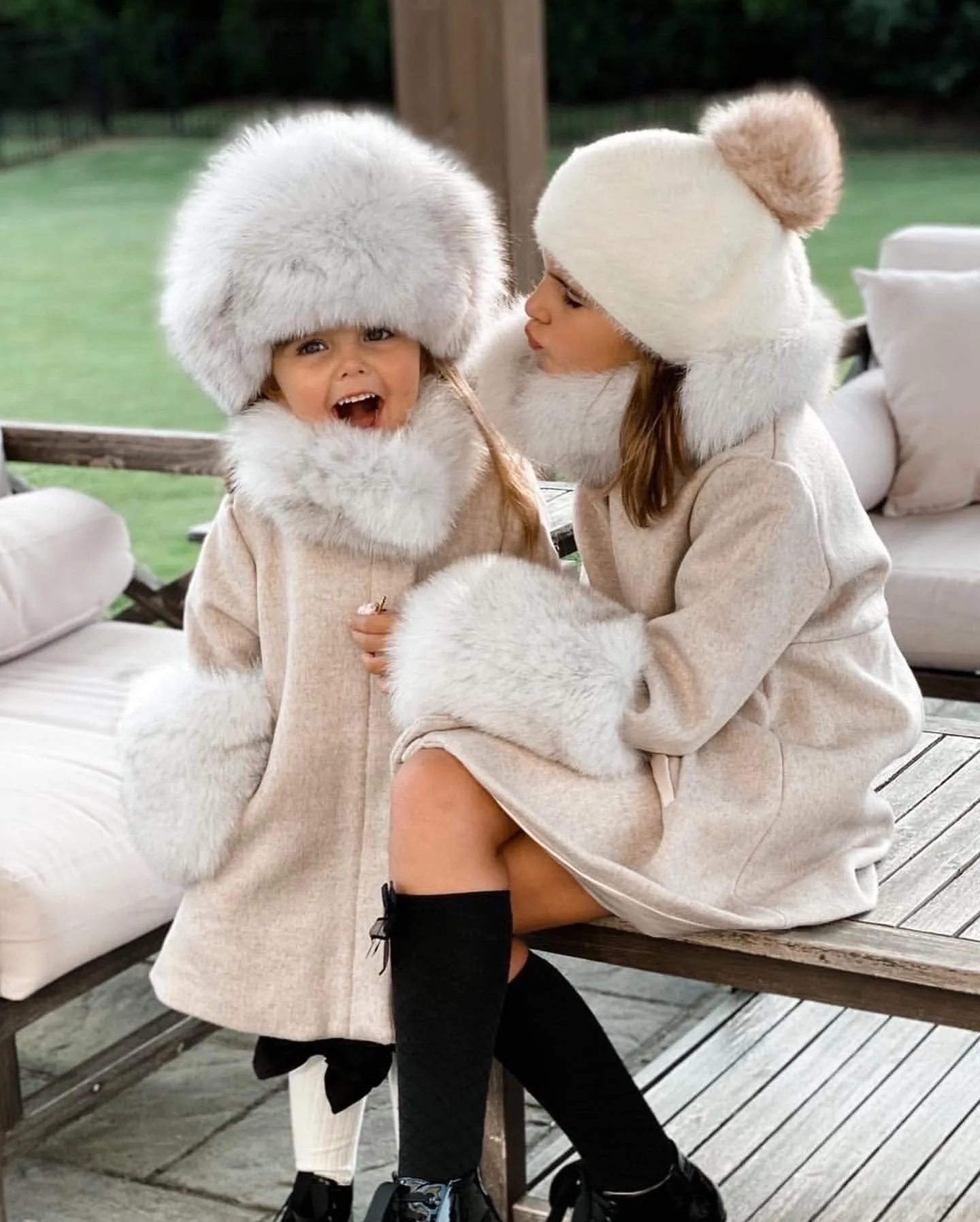 Karenina Grey Fur Wool Coat