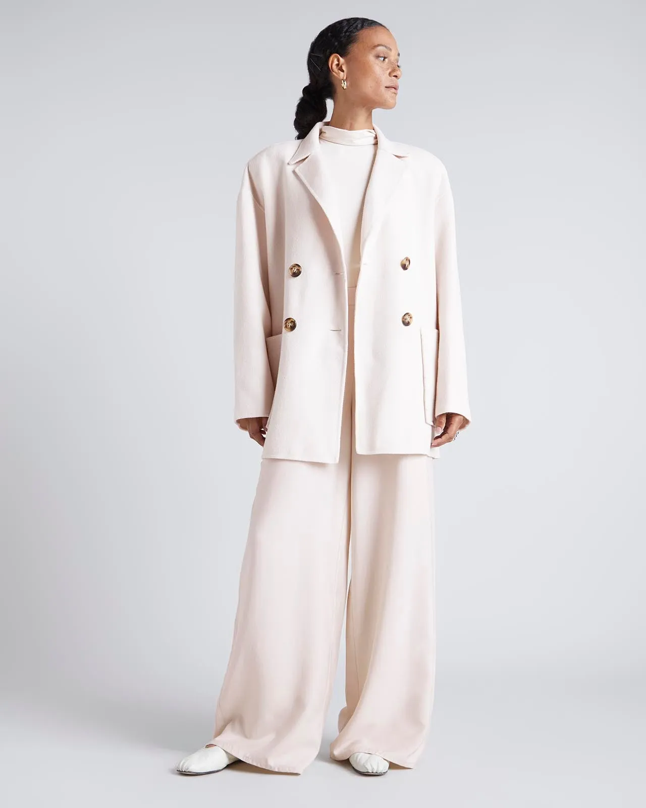 Kate Young x Splendid Wool-Cashmere Double Breasted Coat