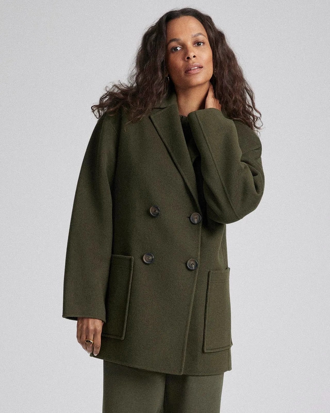 Kate Young x Splendid Wool-Cashmere Double Breasted Coat