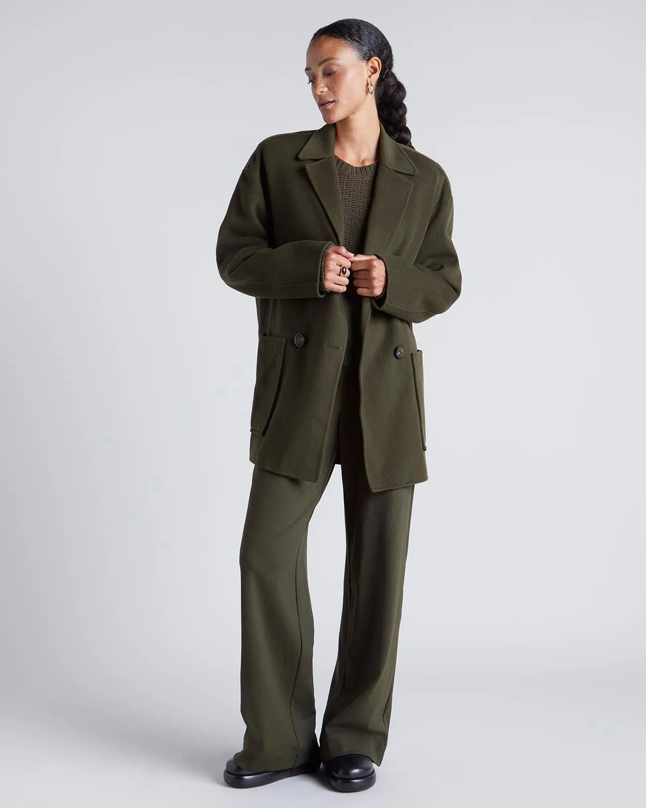 Kate Young x Splendid Wool-Cashmere Double Breasted Coat