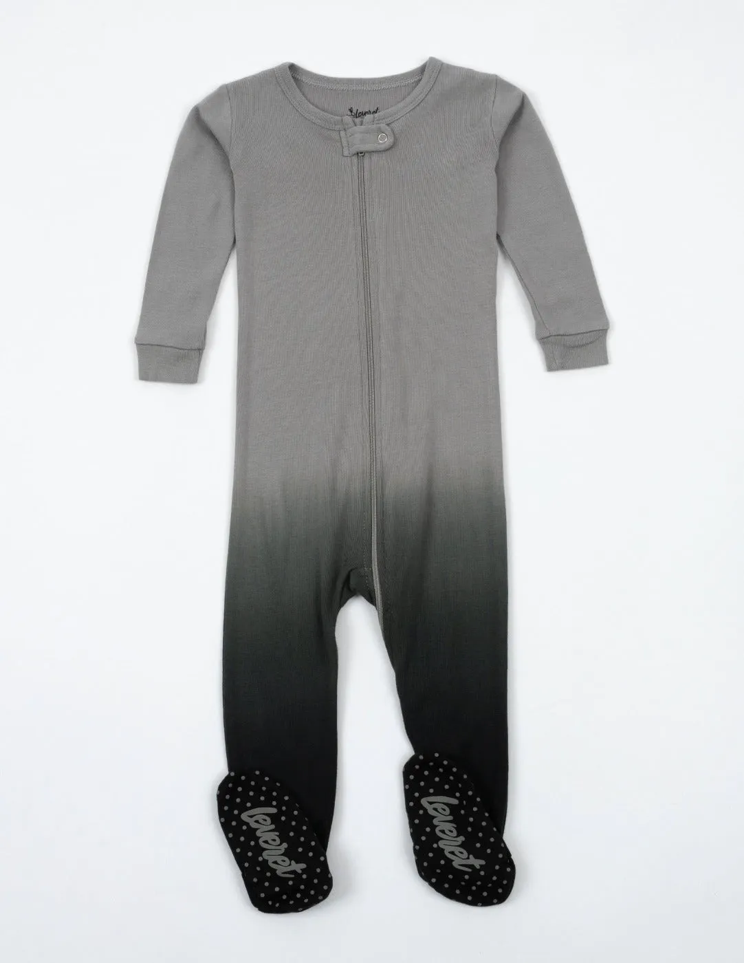 Kids Footed Grey Ombré Tie Dye Cotton Pajamas