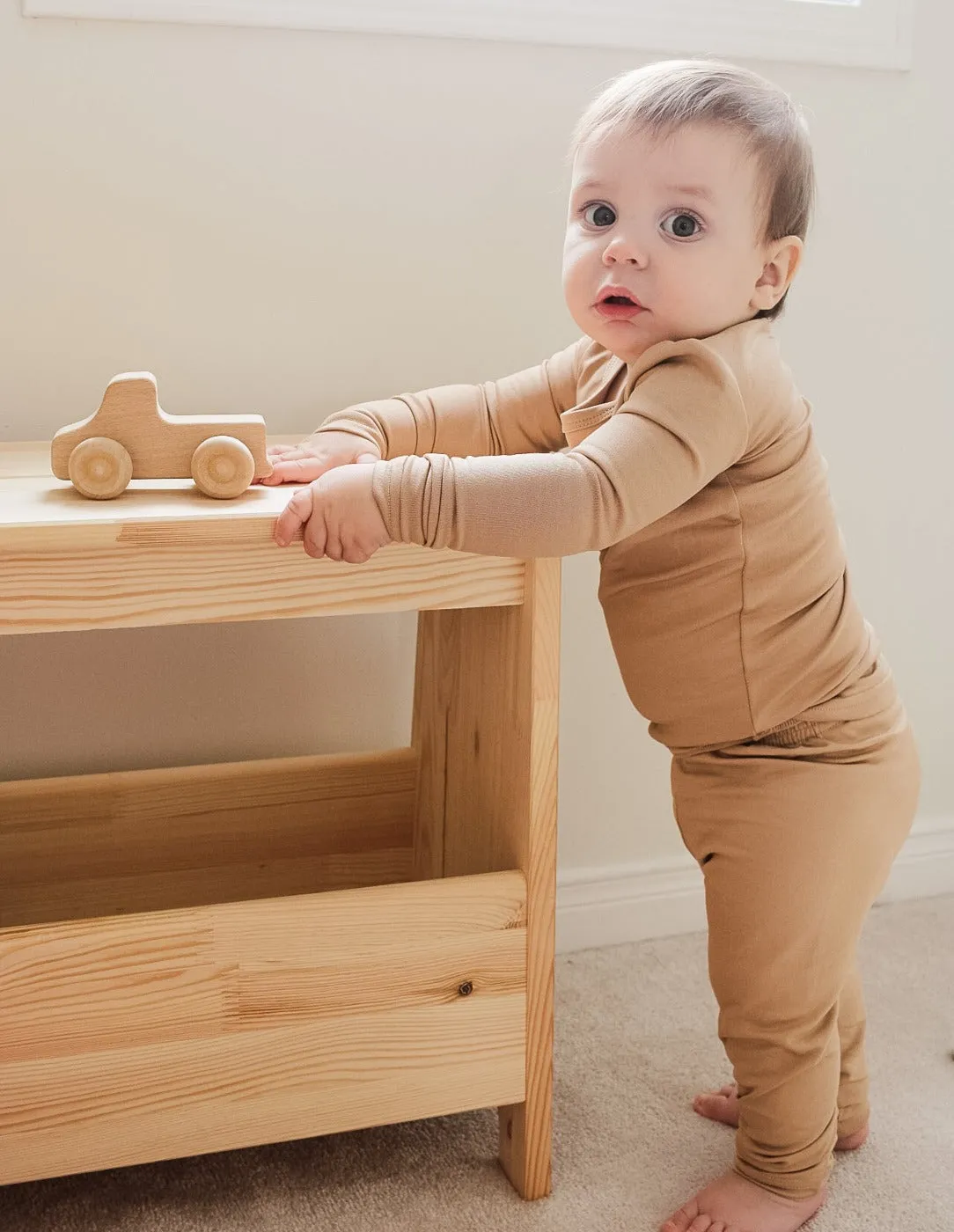 Kid's Neutral Solid Color Thermal Pajamas