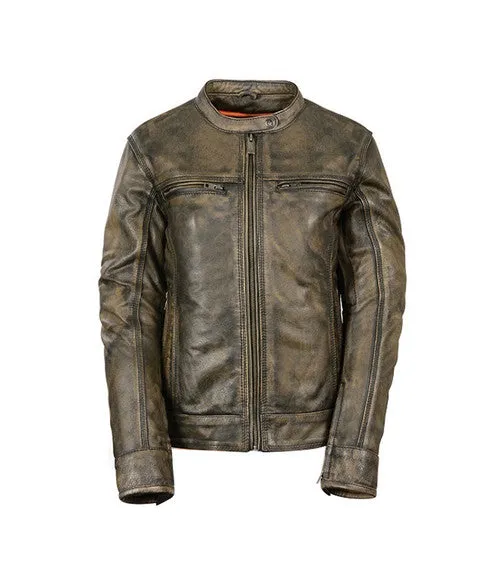 Ladies Distressed Brown Motorcycle Jacket 2550