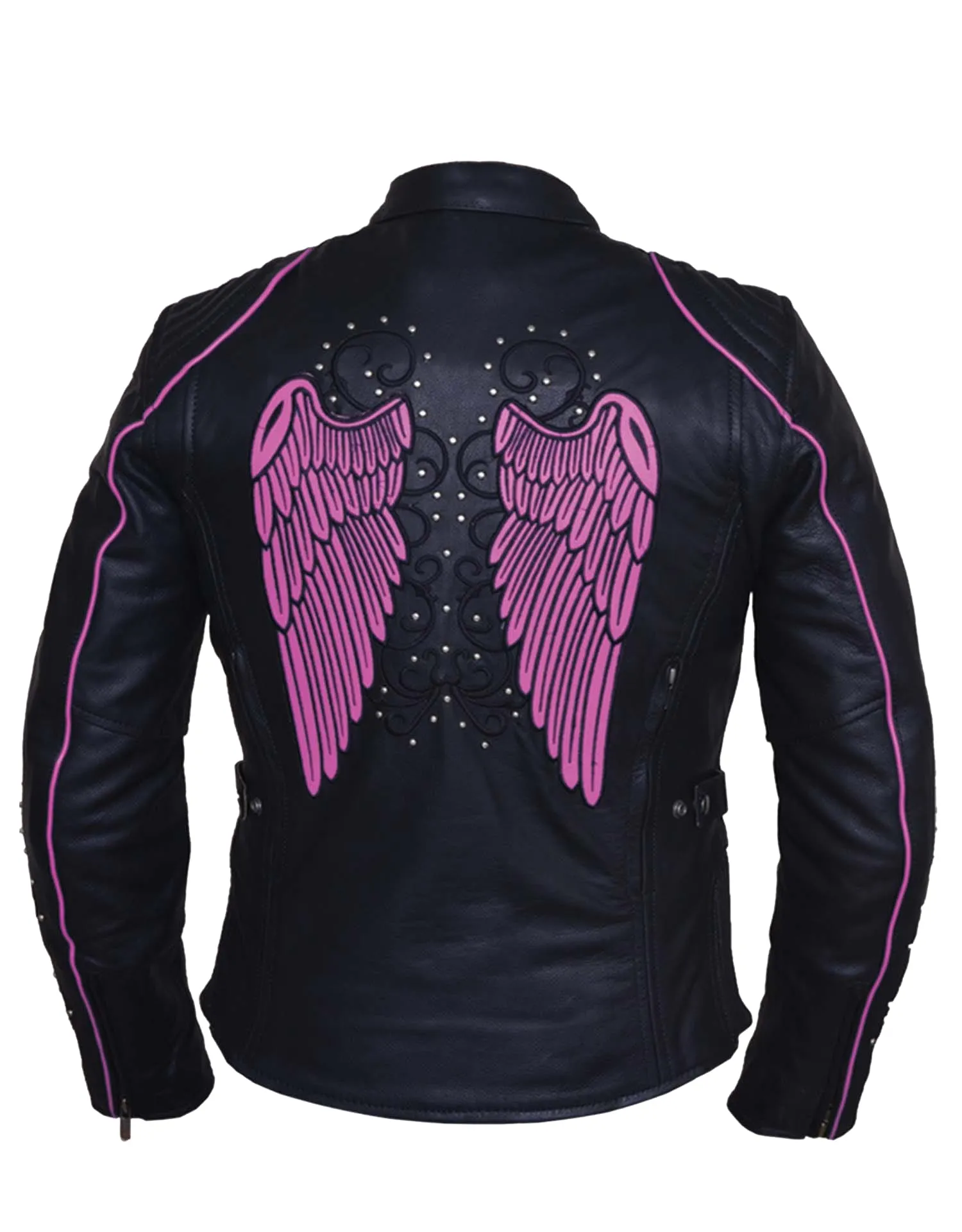 Ladies Premium Motorcycle Jacket with Angel Wing Design