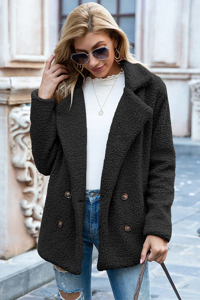 Lapel Collar Sherpa Coat