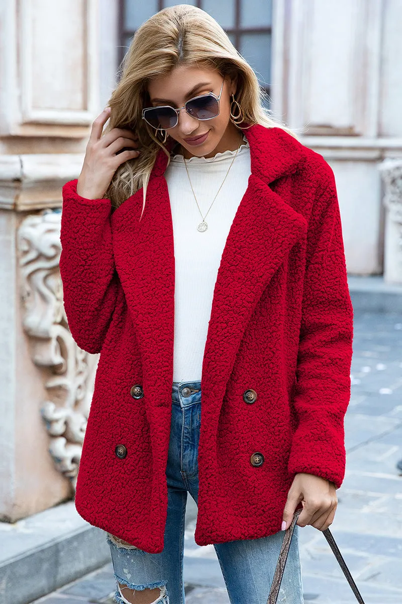 Lapel Collar Sherpa Coat