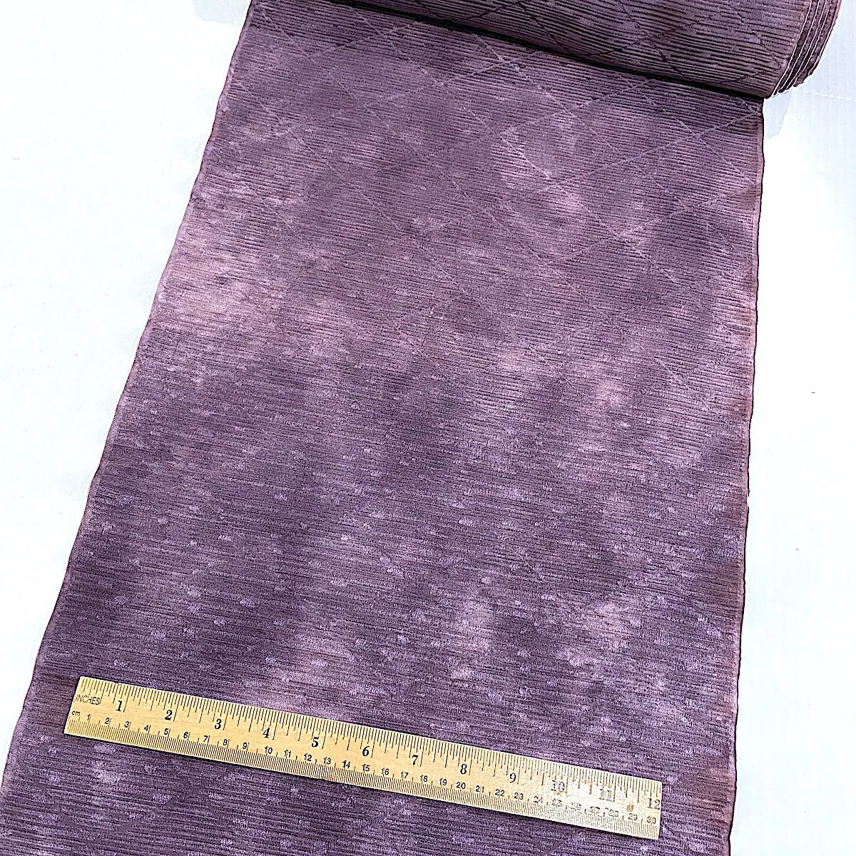 LAST 3/4 Yard, Amethyst Hand-Dyed Drapey Dusty Speckles/Pleats Vintage Kimono Silk  From Japan #257