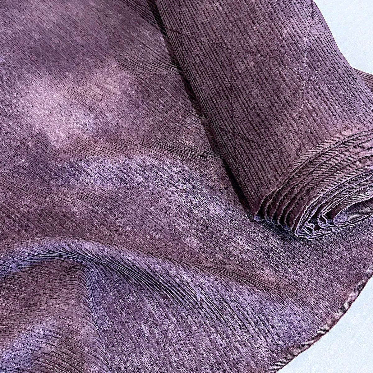 LAST 3/4 Yard, Amethyst Hand-Dyed Drapey Dusty Speckles/Pleats Vintage Kimono Silk  From Japan #257