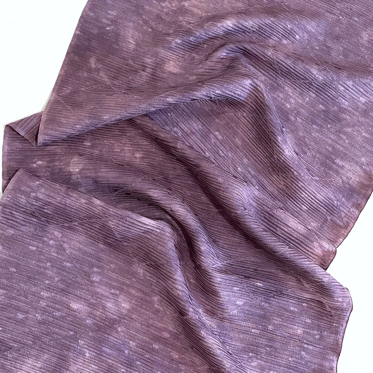 LAST 3/4 Yard, Amethyst Hand-Dyed Drapey Dusty Speckles/Pleats Vintage Kimono Silk  From Japan #257