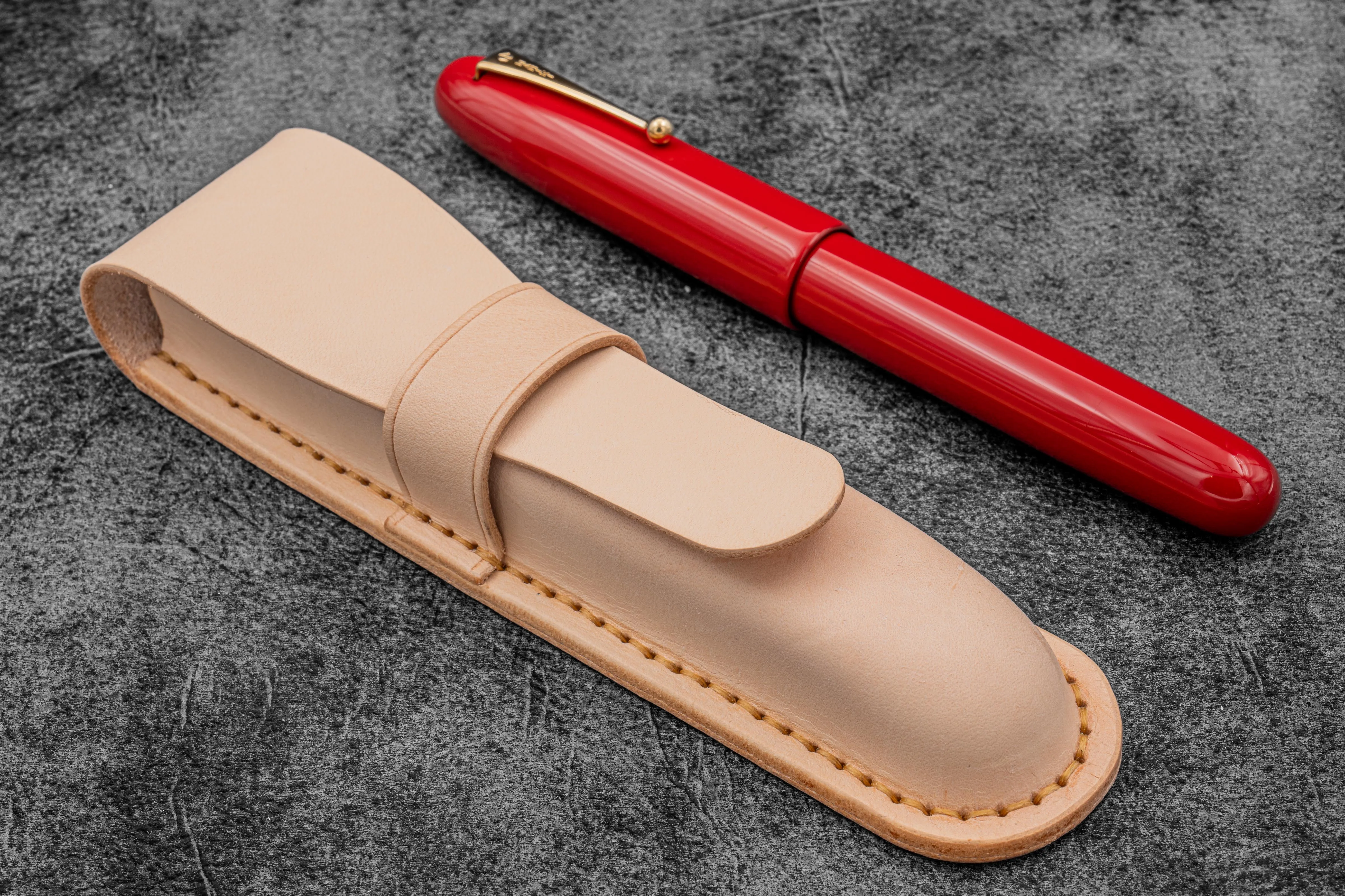 Leather Flap Pen Case  - For Oversized Pens & Namiki  Emperor - Undyed Leather