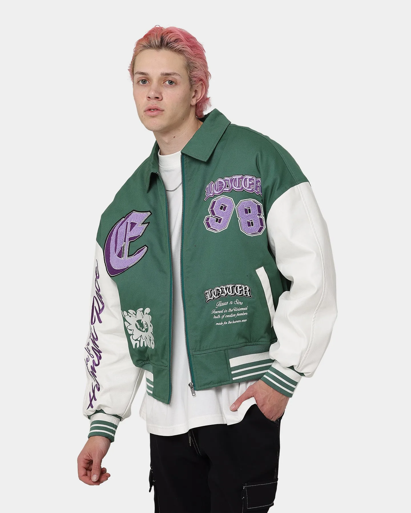 Loiter Ethereal Varsity Jacket Green