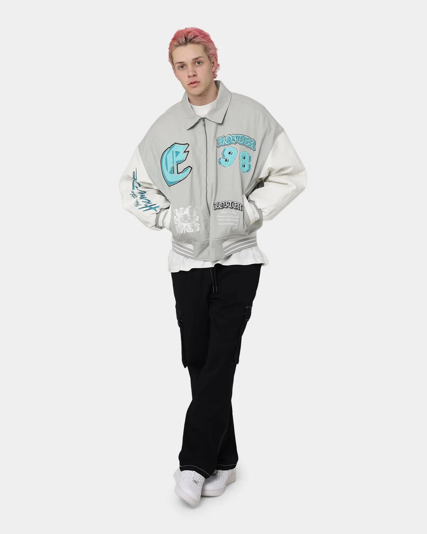 Loiter Ethereal Varsity Jacket Light Grey