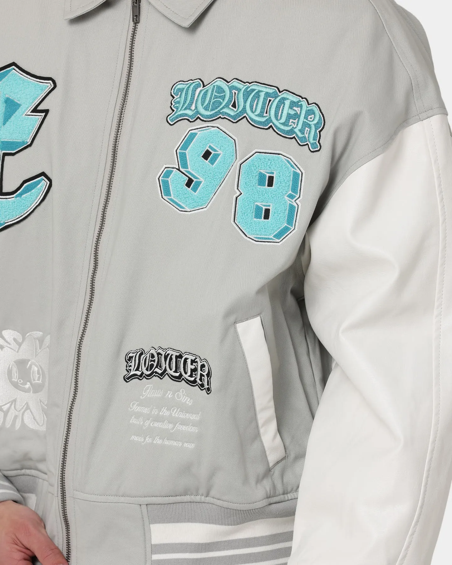 Loiter Ethereal Varsity Jacket Light Grey