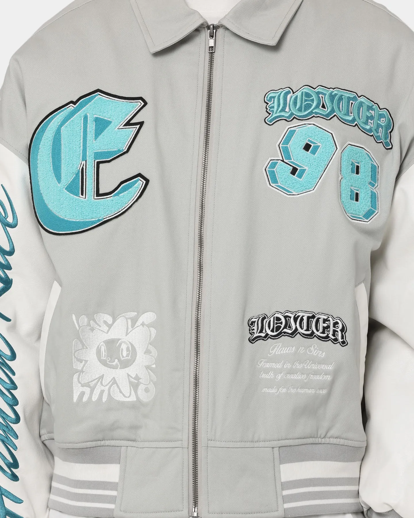 Loiter Ethereal Varsity Jacket Light Grey