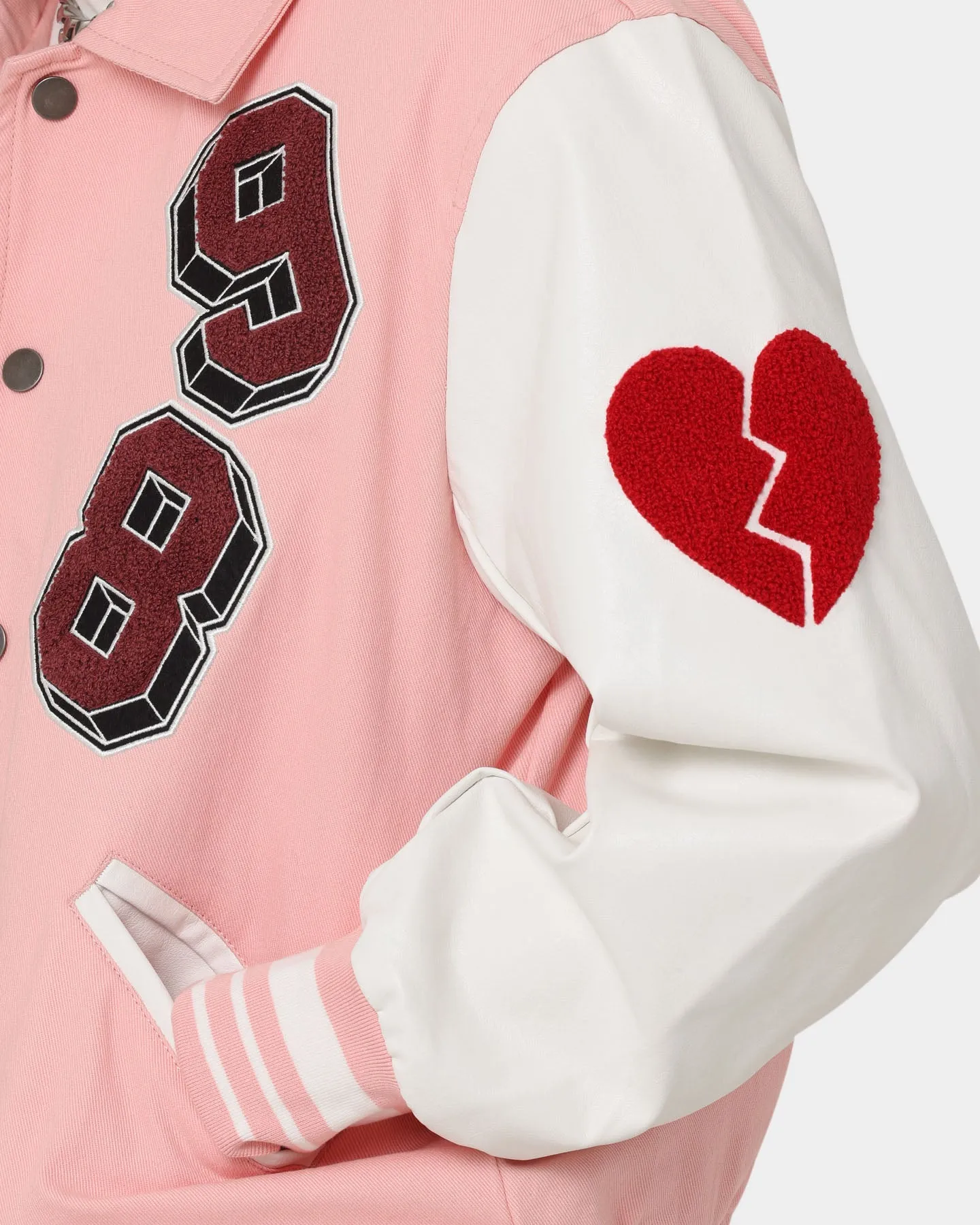 Loiter Human Varsity Jacket Pink