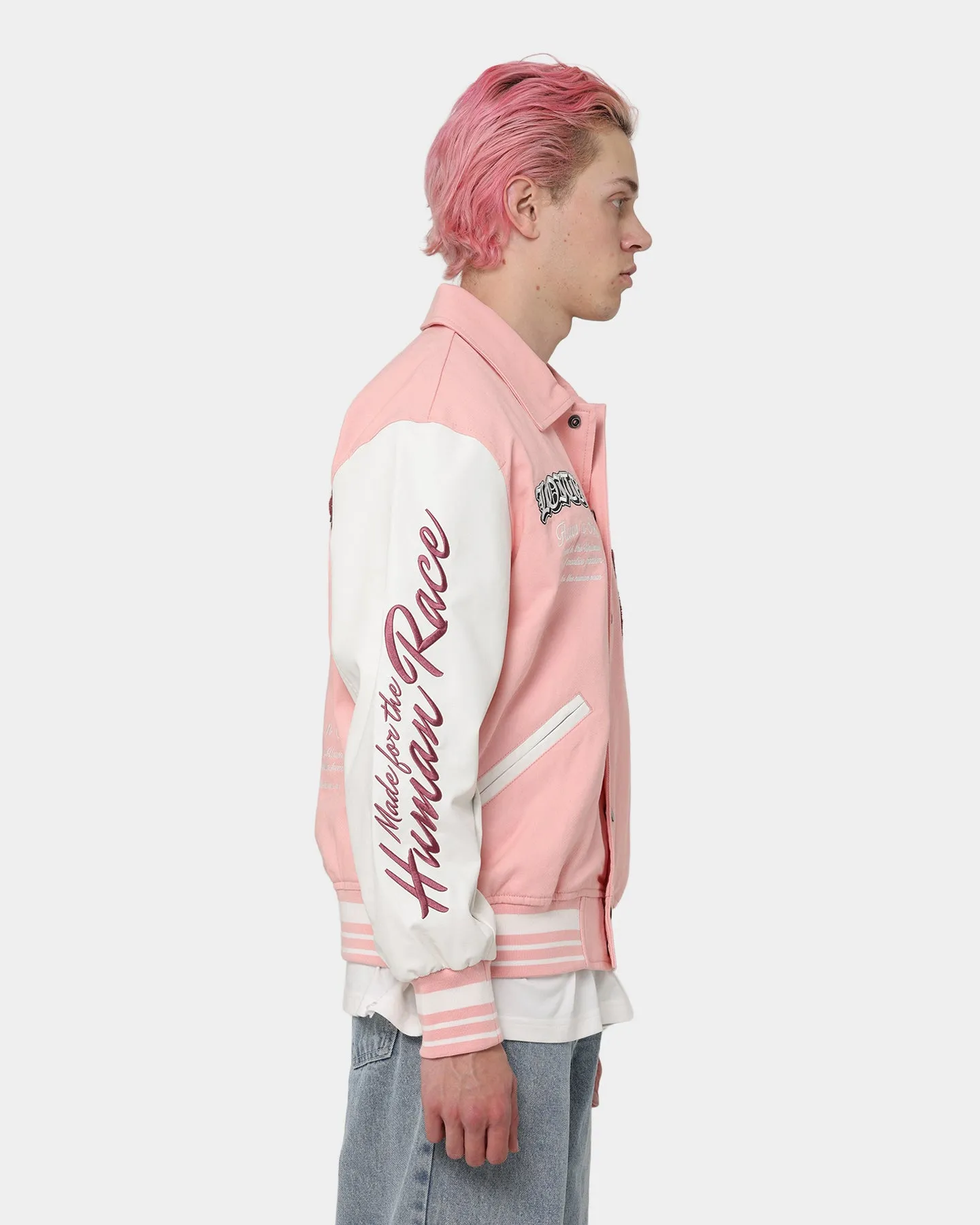 Loiter Human Varsity Jacket Pink