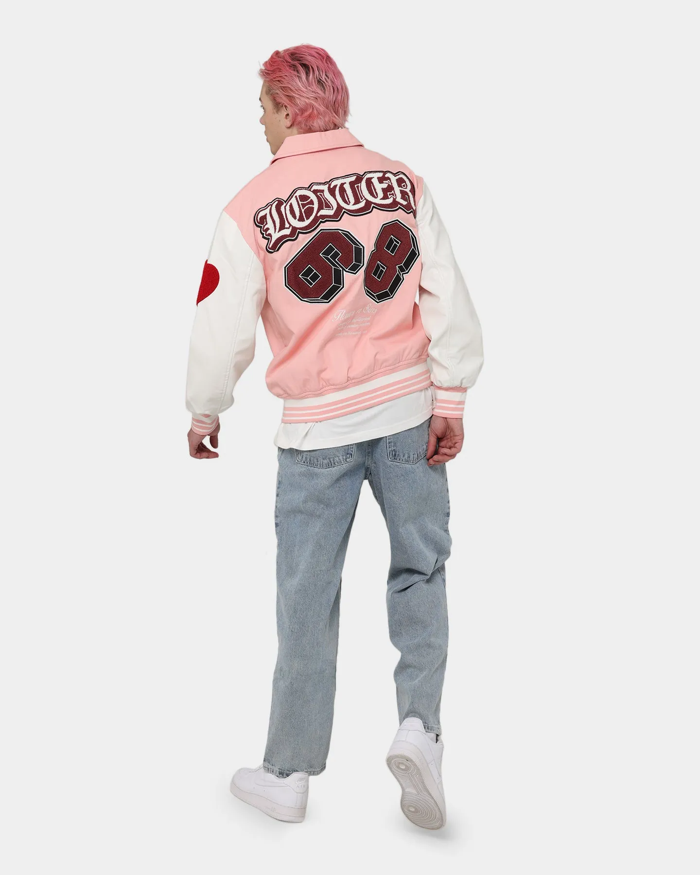 Loiter Human Varsity Jacket Pink