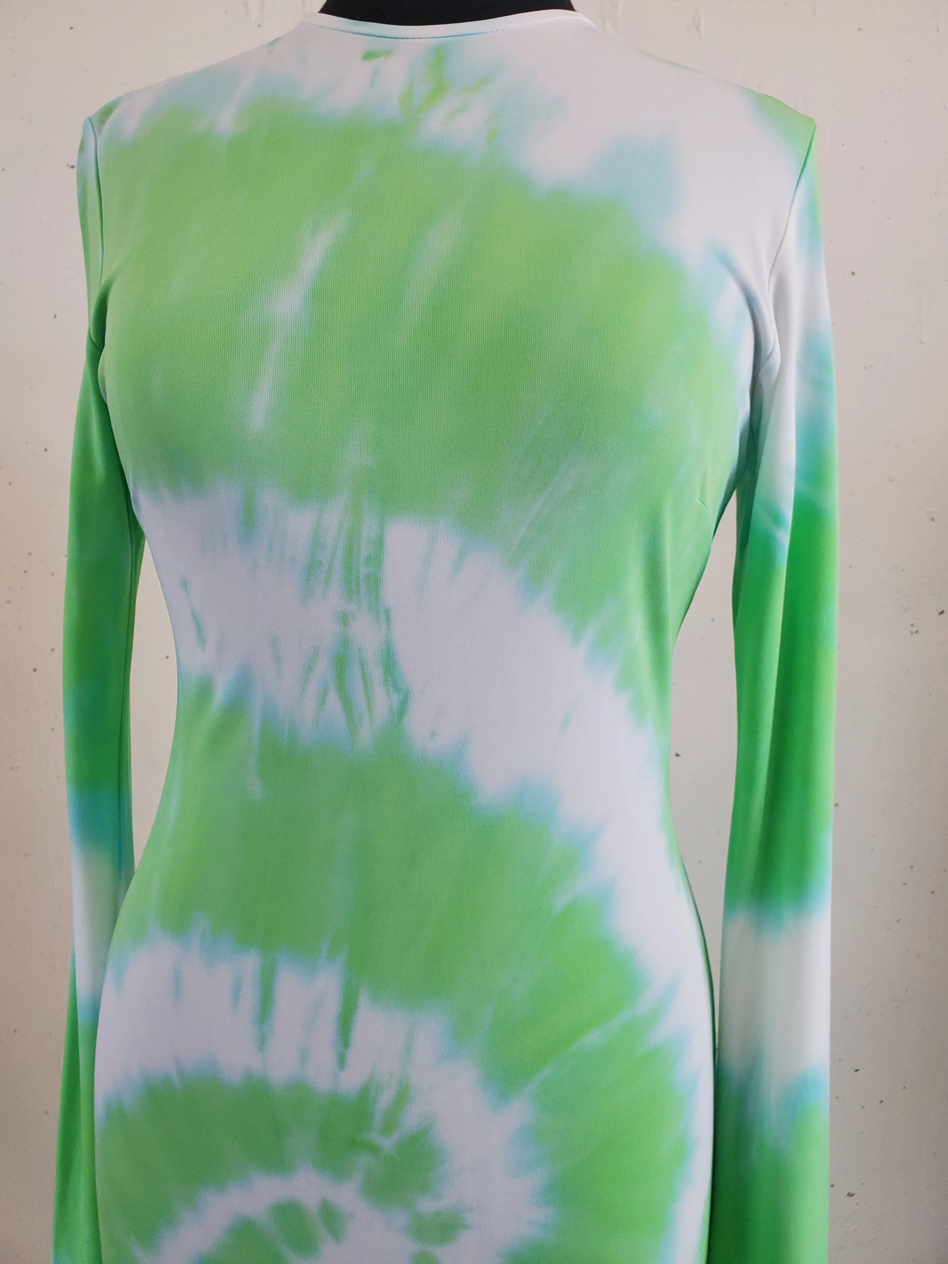 Long Sleeve Dress - Lime Tie-Dye