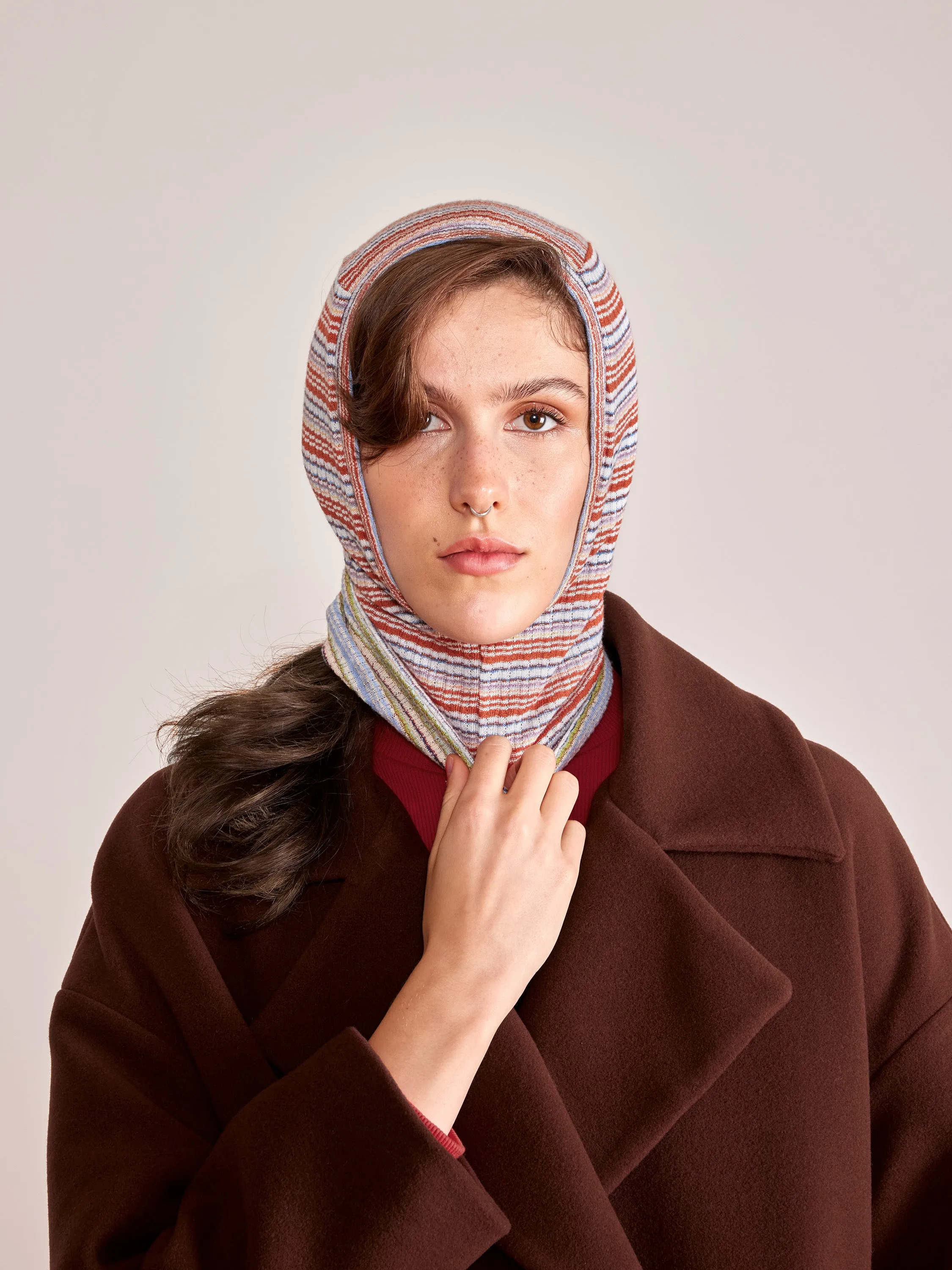 LUPITA reversible multi striped balaclava