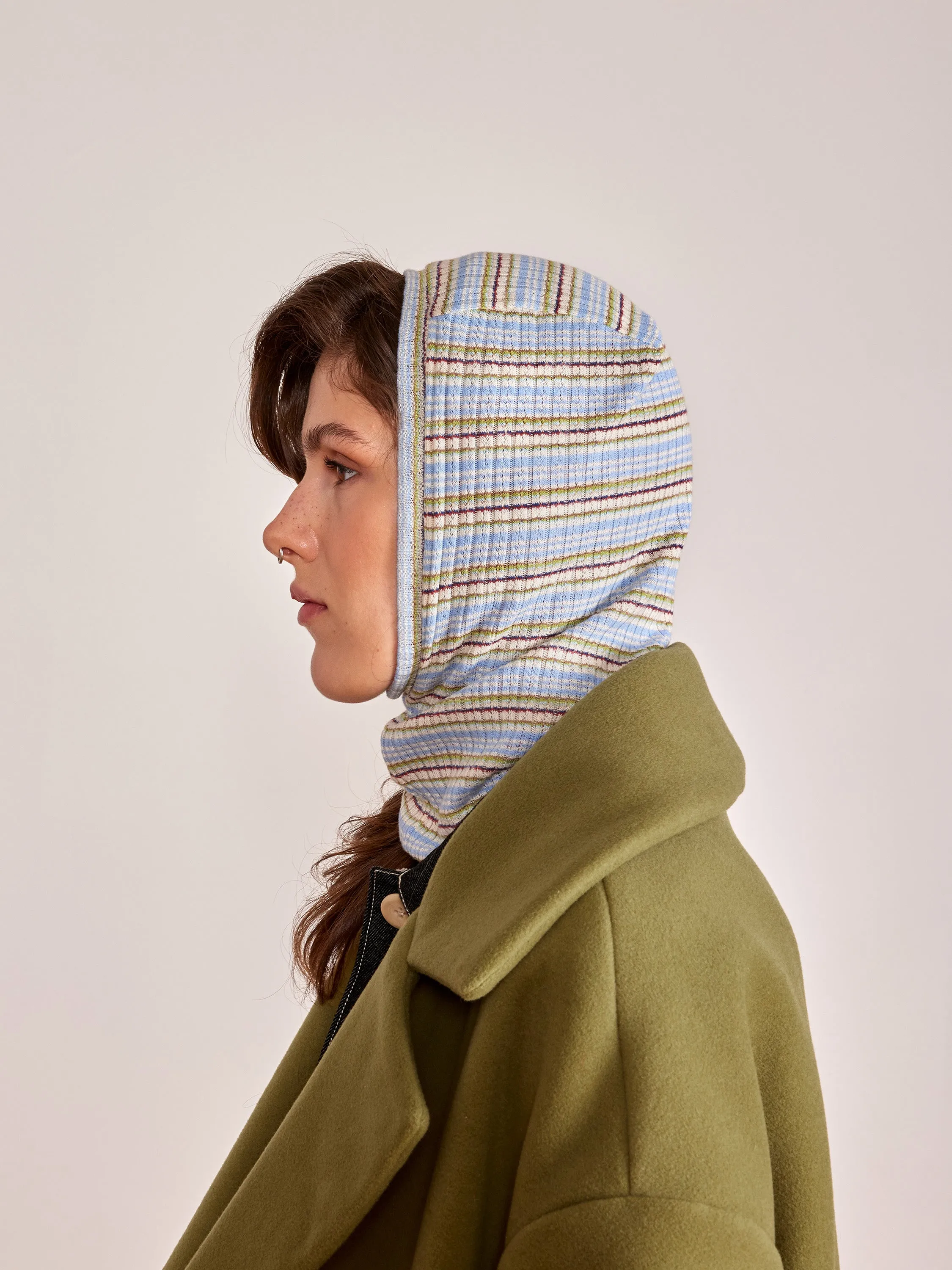 LUPITA reversible multi striped balaclava