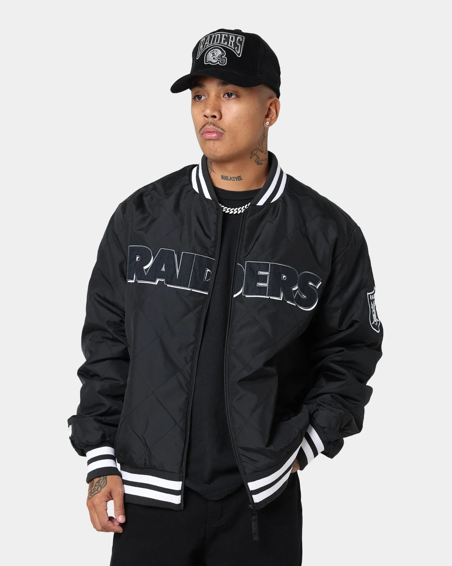 Majestic Athletic Las Vegas Raiders Tonals Quilt Varsity Jacket Black