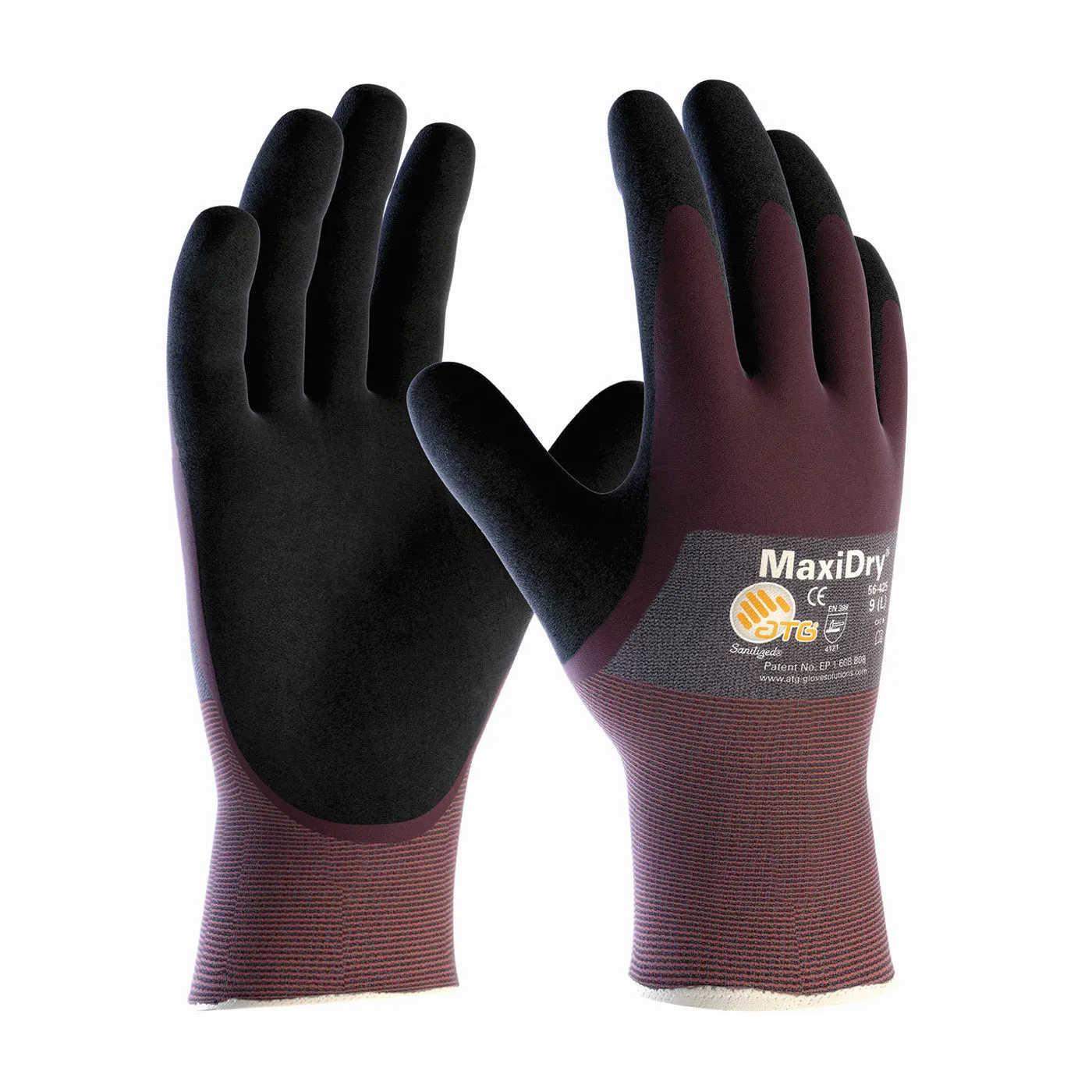 MaxiDry 56-425 3/4 Coated Ultra Lightweight Nitrile with Seamless Knit Nylon Liner Safety Glove (One Dozen)