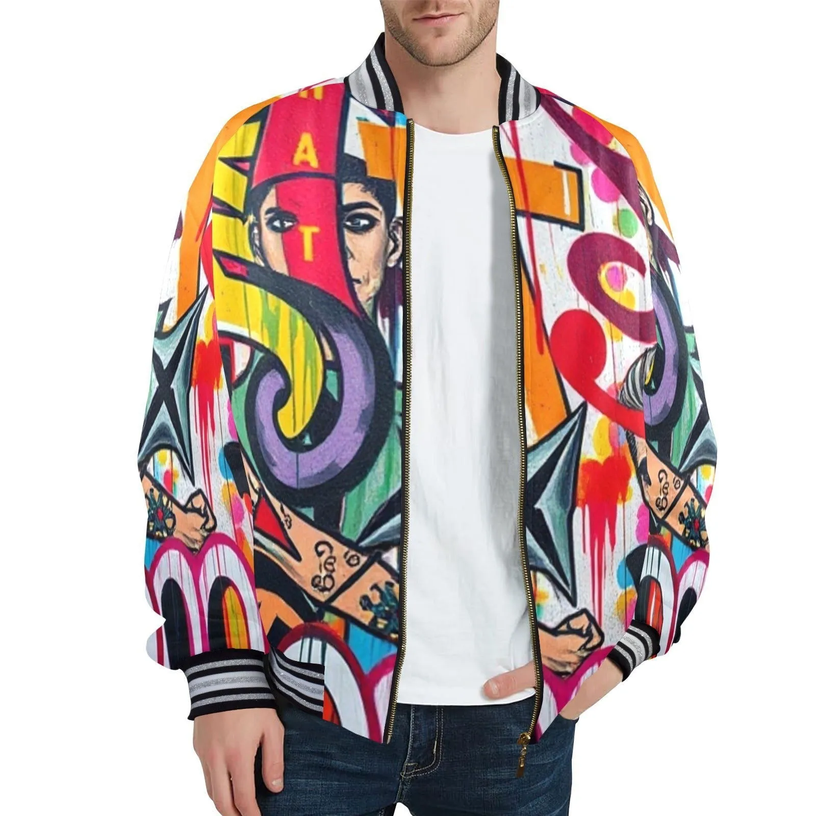 Men's Exclusive one of a kind Jacket-LA Best Graffiti Art Designs by Toxic N Disorderly