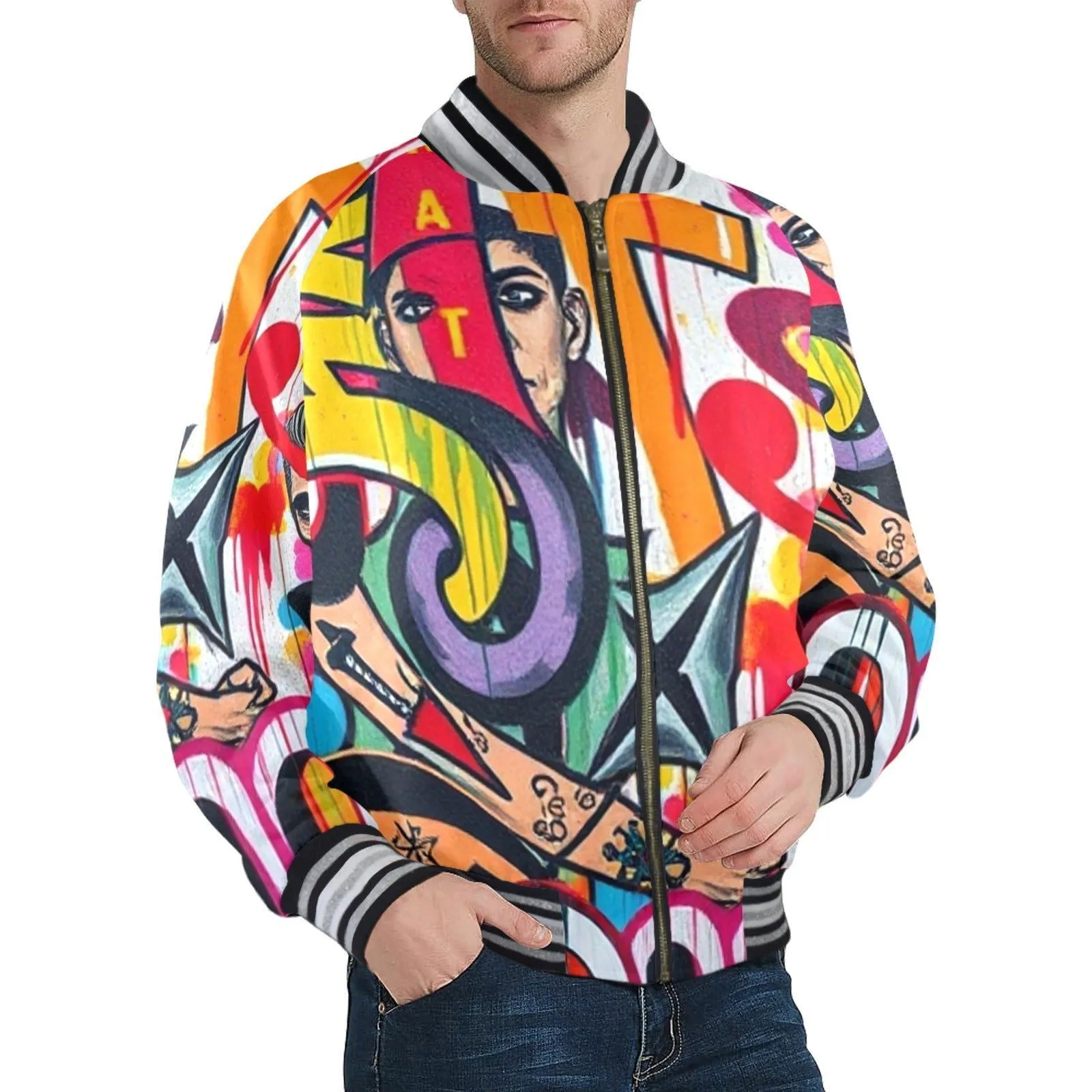 Men's Exclusive one of a kind Jacket-LA Best Graffiti Art Designs by Toxic N Disorderly