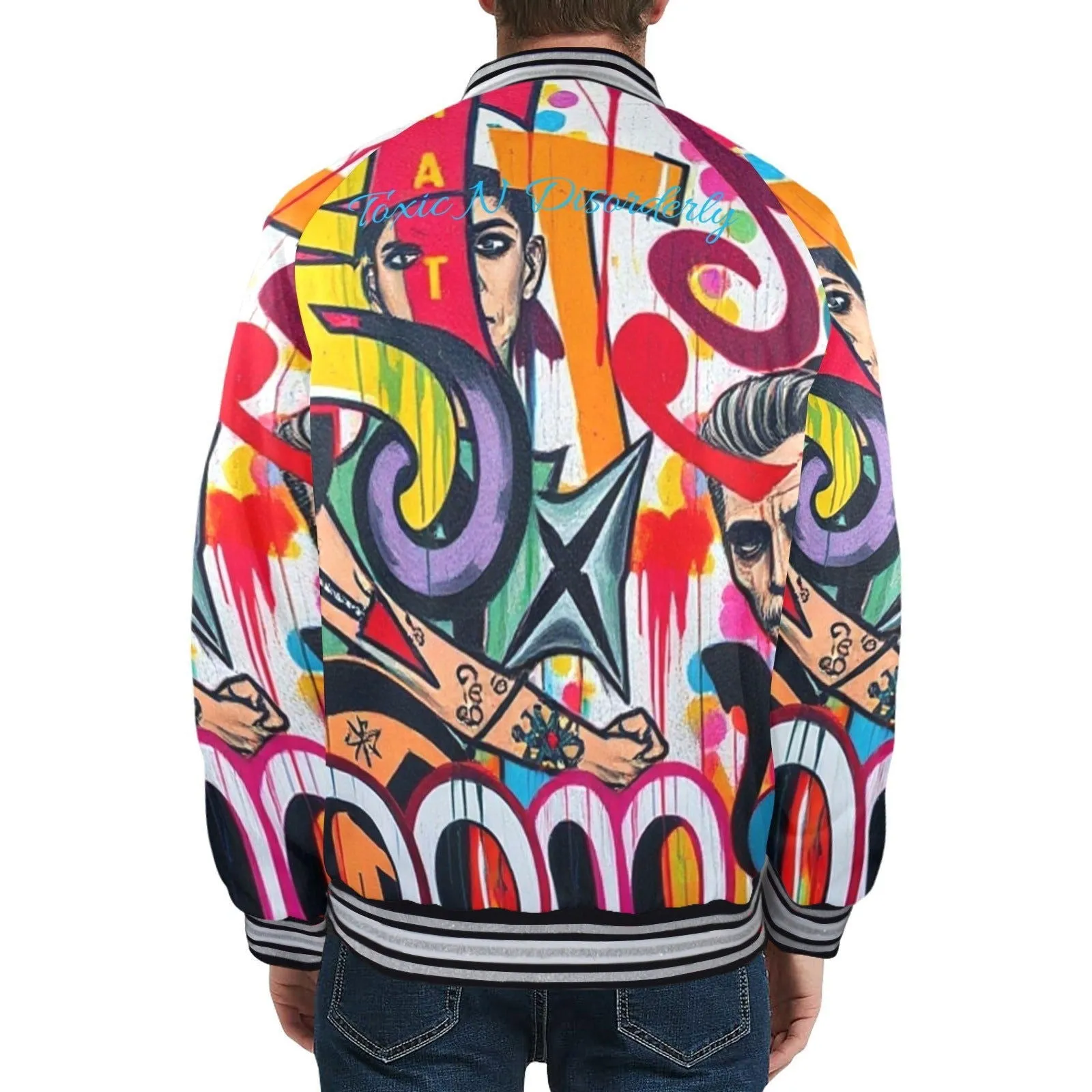 Men's Exclusive one of a kind Jacket-LA Best Graffiti Art Designs by Toxic N Disorderly