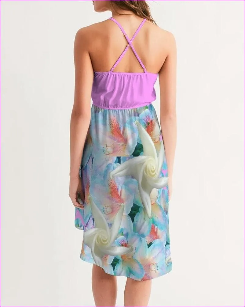 Midnight Floral  Womens High-Low Halter Dress