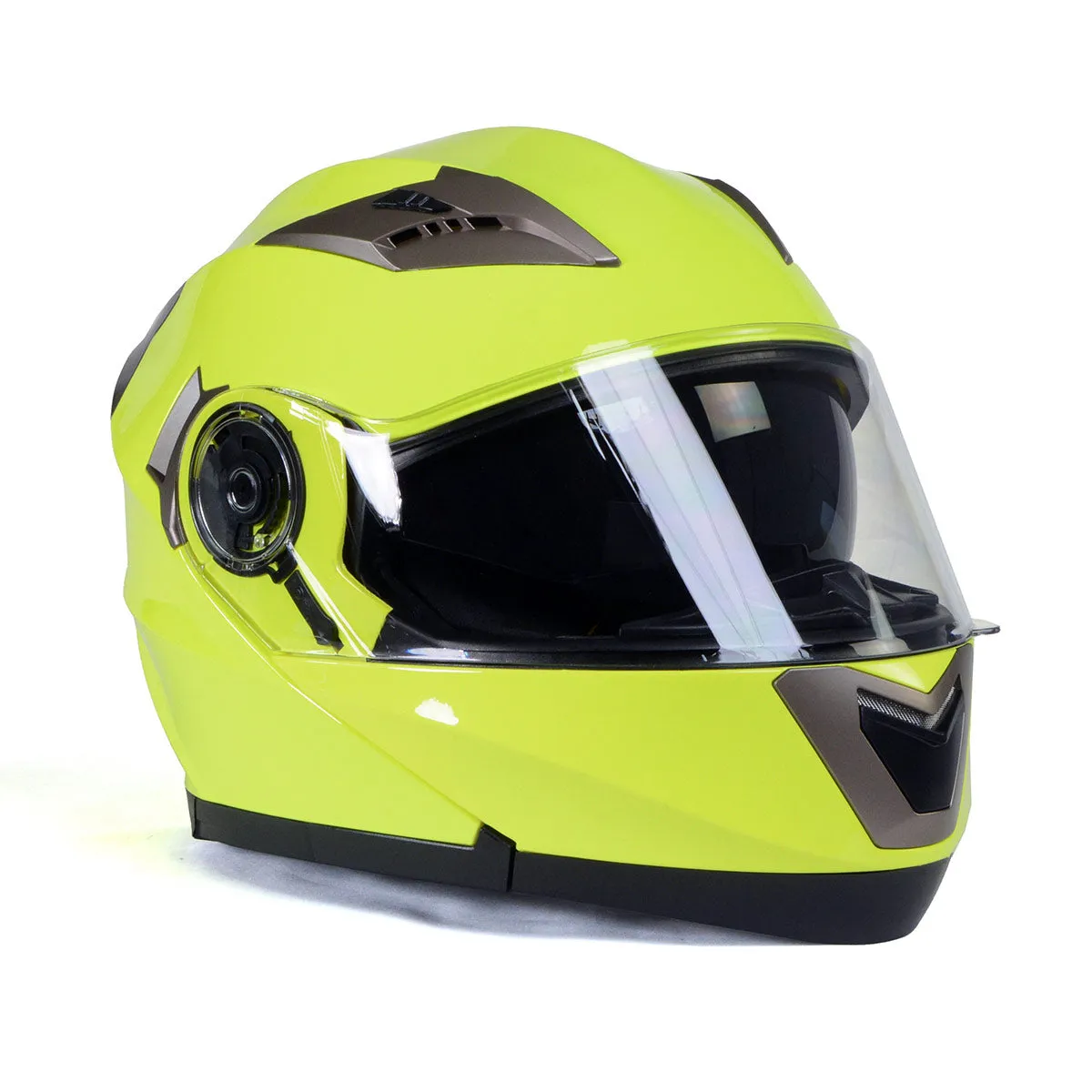 Milwaukee Helmets MPH9809DOT 'Ionized' Neon Yellow Modular Helmet for Men and Women Biker w/ MP7922FMSET Heated Balaclava Bundle