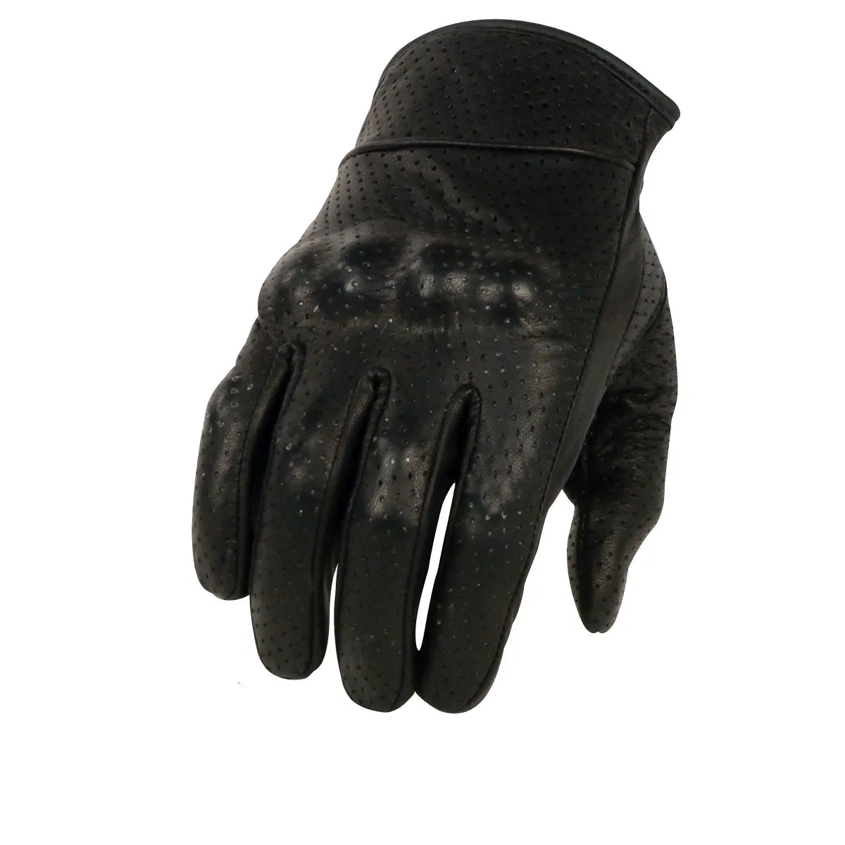 Milwaukee Leather SH812 Men's Black Perforated Leather Gloves with