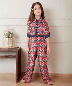 Multi-Colored Self-Printed Party Wear Jumpsuit