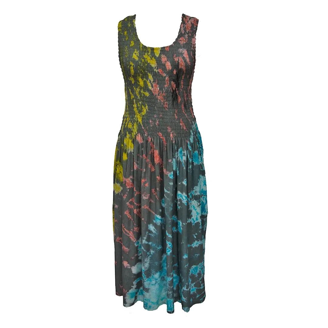 Multicoloured Tie Dye Maxi Dress UK  One Size 14-24 A34